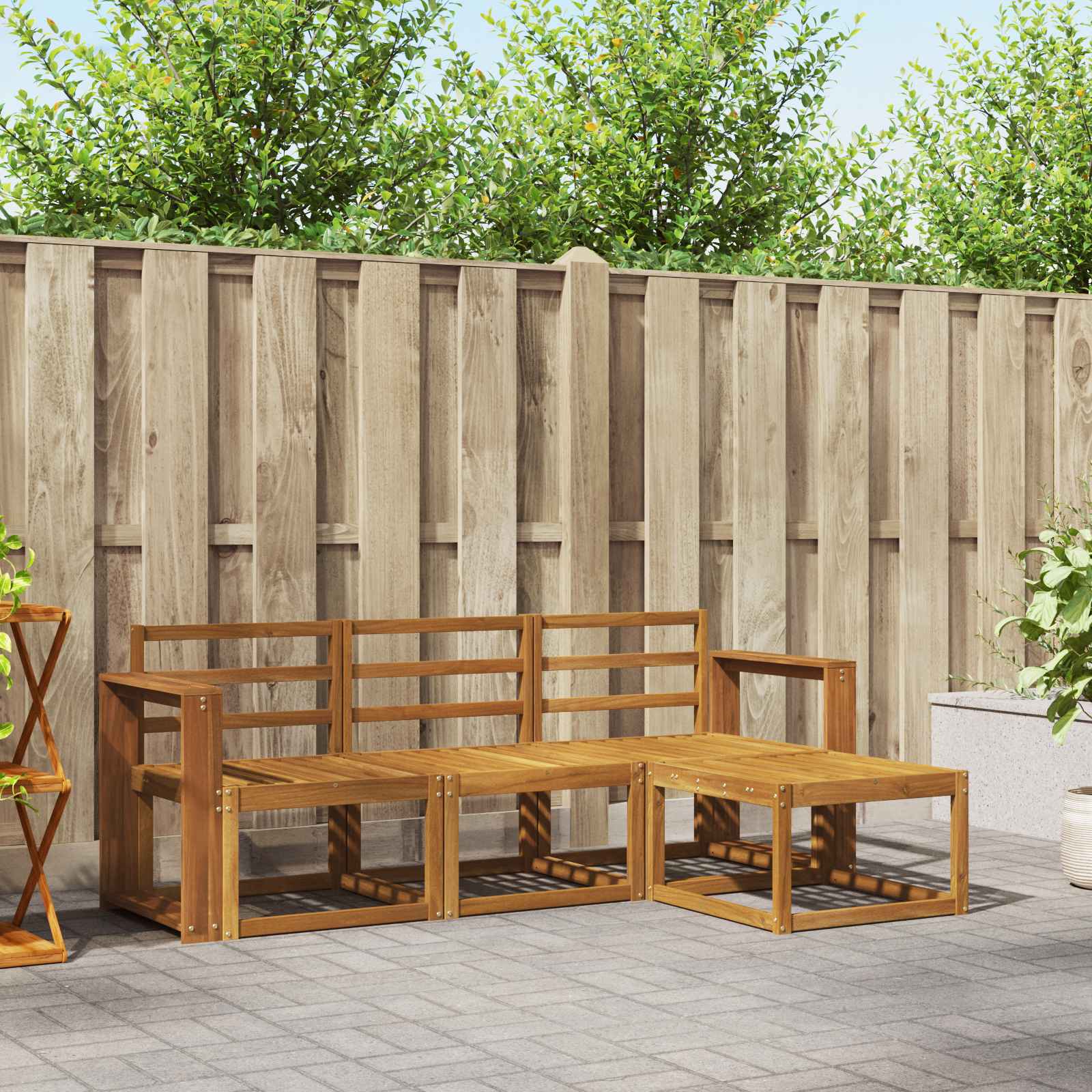 vidaXL Buiten bankenset 4 pcs Naturel