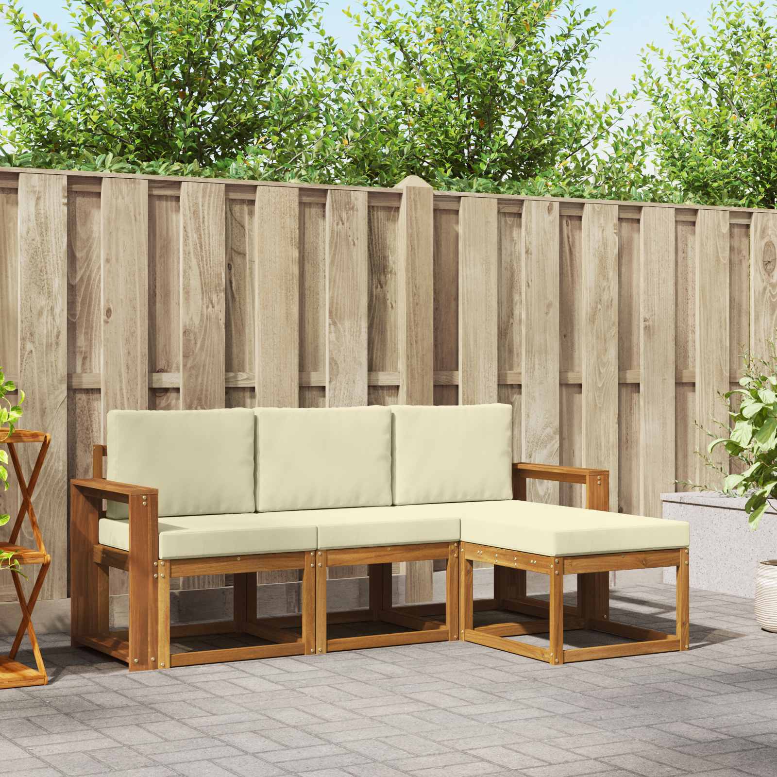 vidaXL Buiten bankenset 4 pcs Naturel