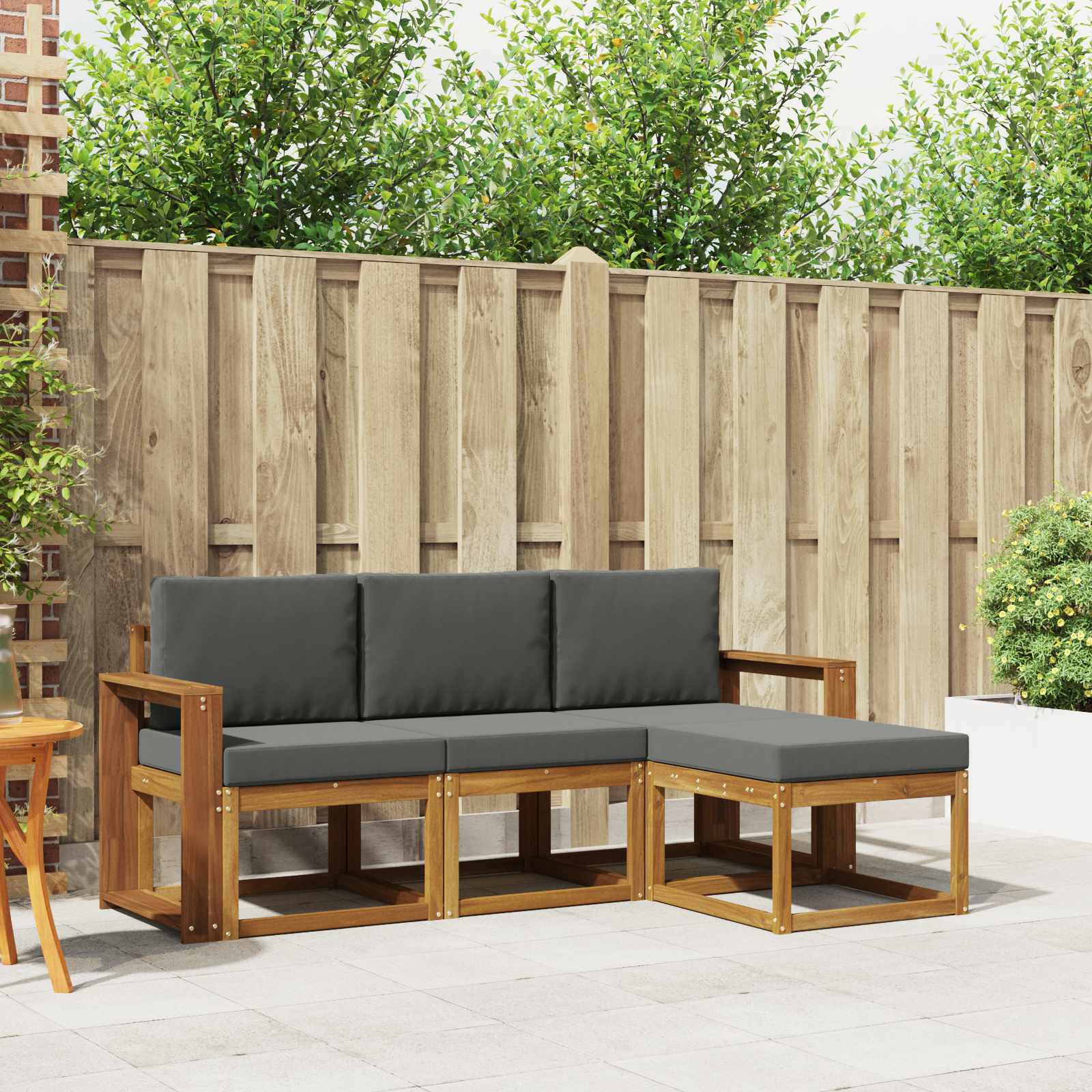 vidaXL Buiten bankenset 4 pcs Naturel