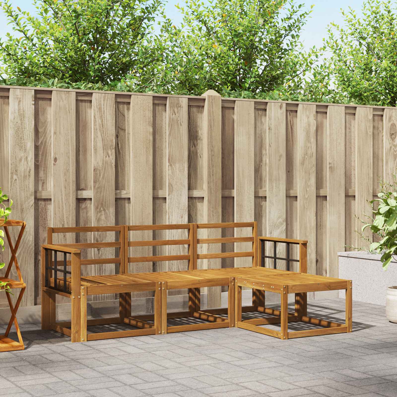 vidaXL Buiten bankenset 4 pcs Naturel