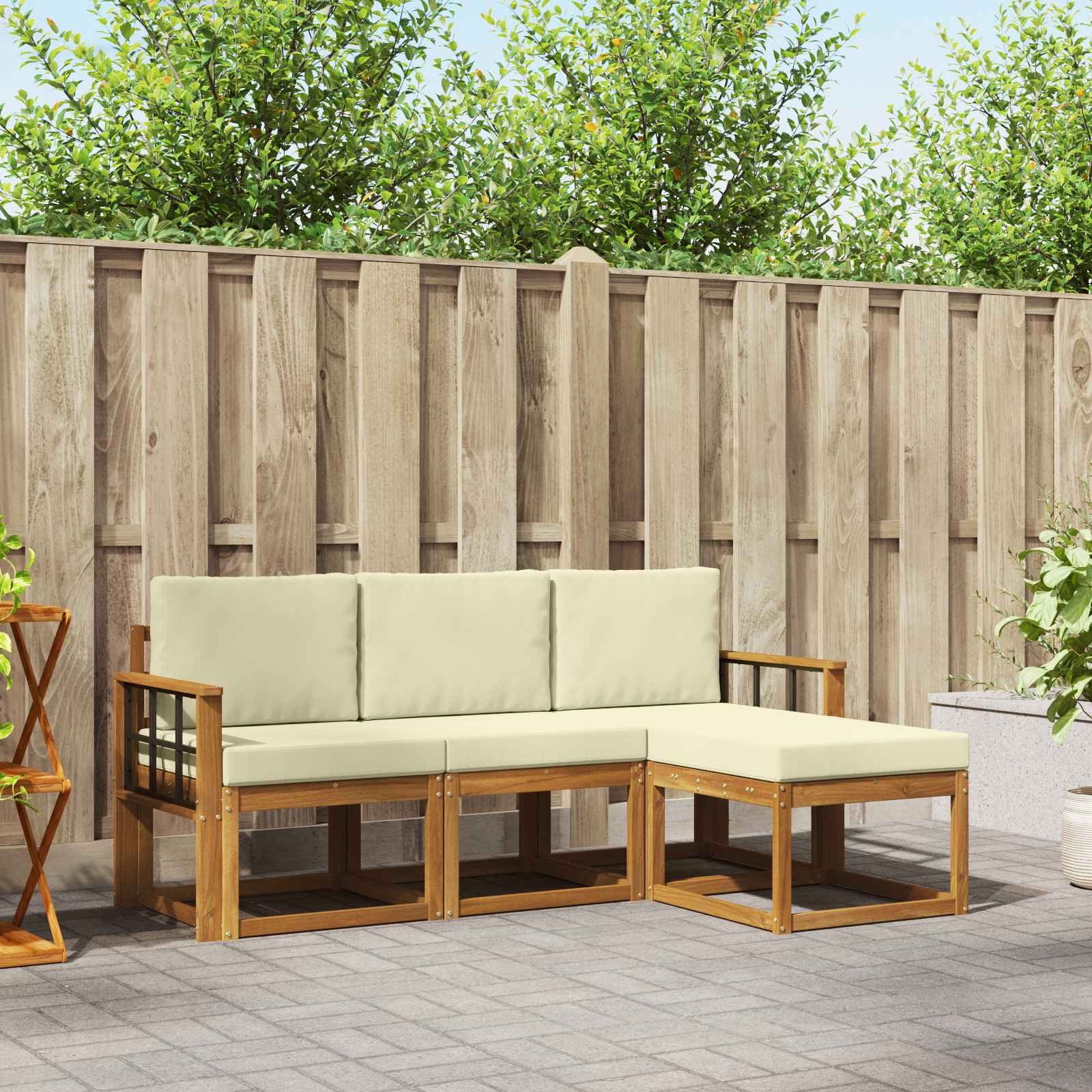 vidaXL Buiten bankenset 4 pcs Naturel