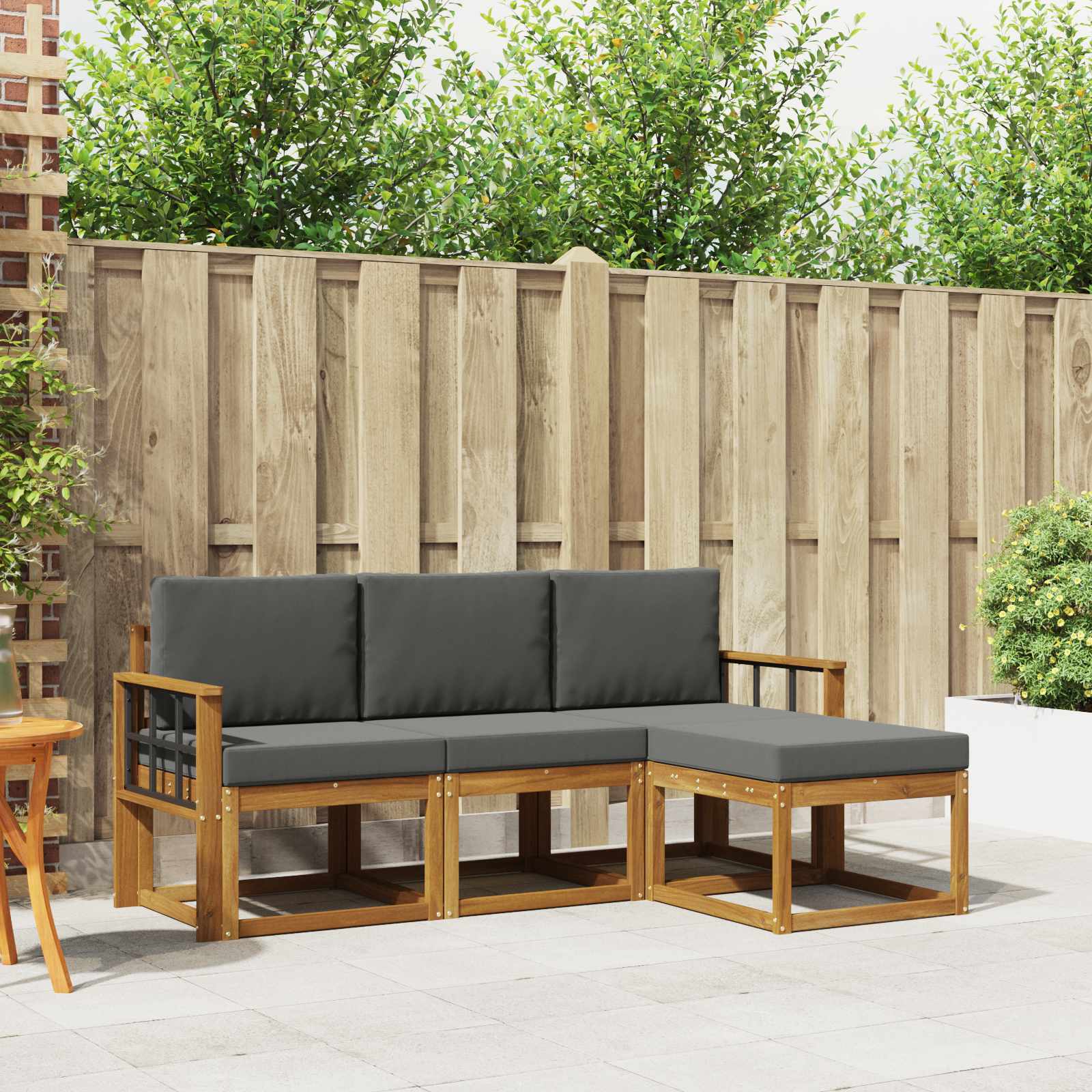 vidaXL Buiten bankenset 4 pcs Naturel