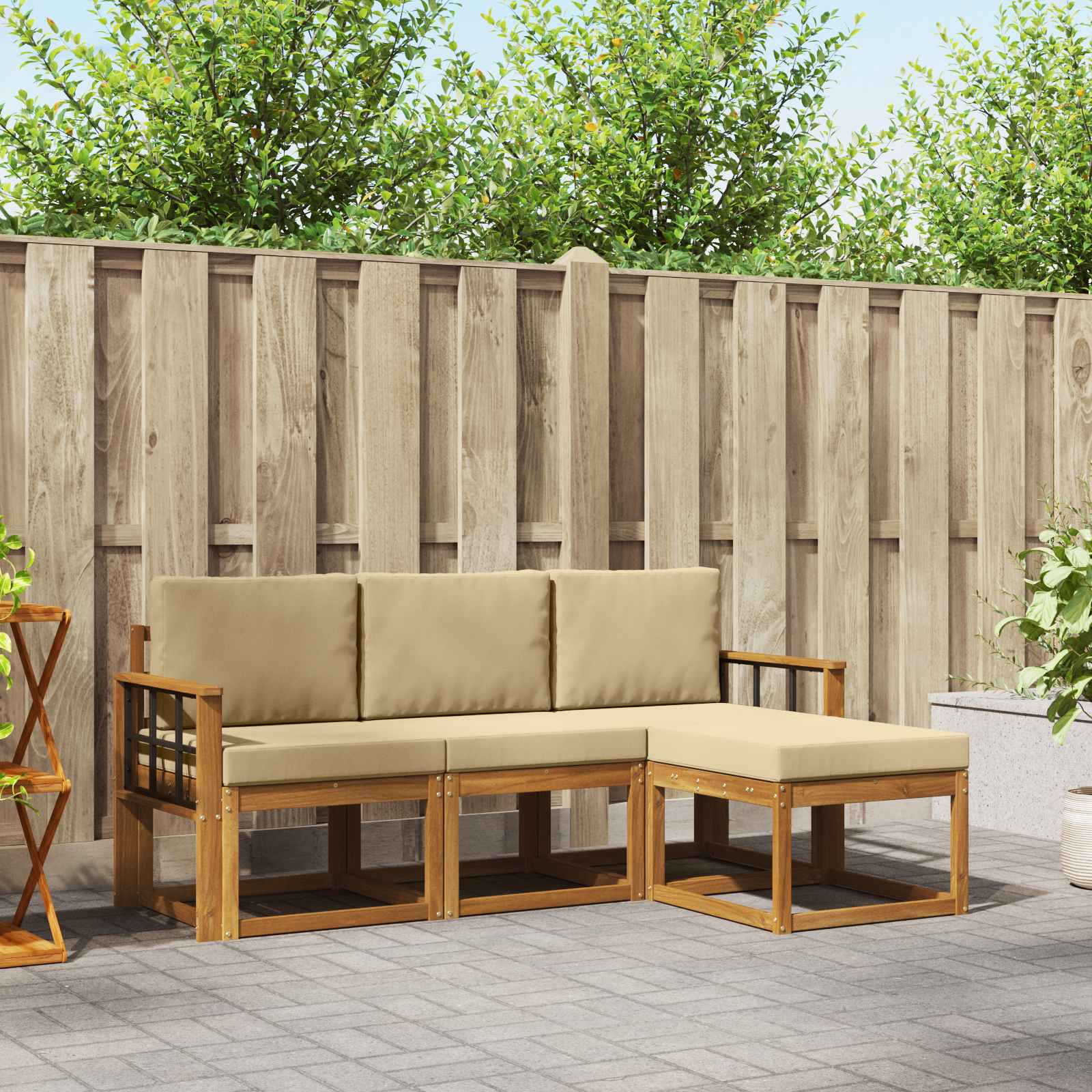 vidaXL Buiten bankenset 4 pcs Naturel