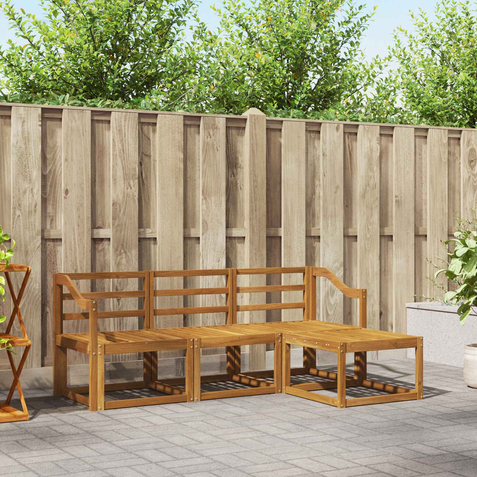 vidaXL Buiten bankenset 4 pcs Naturel