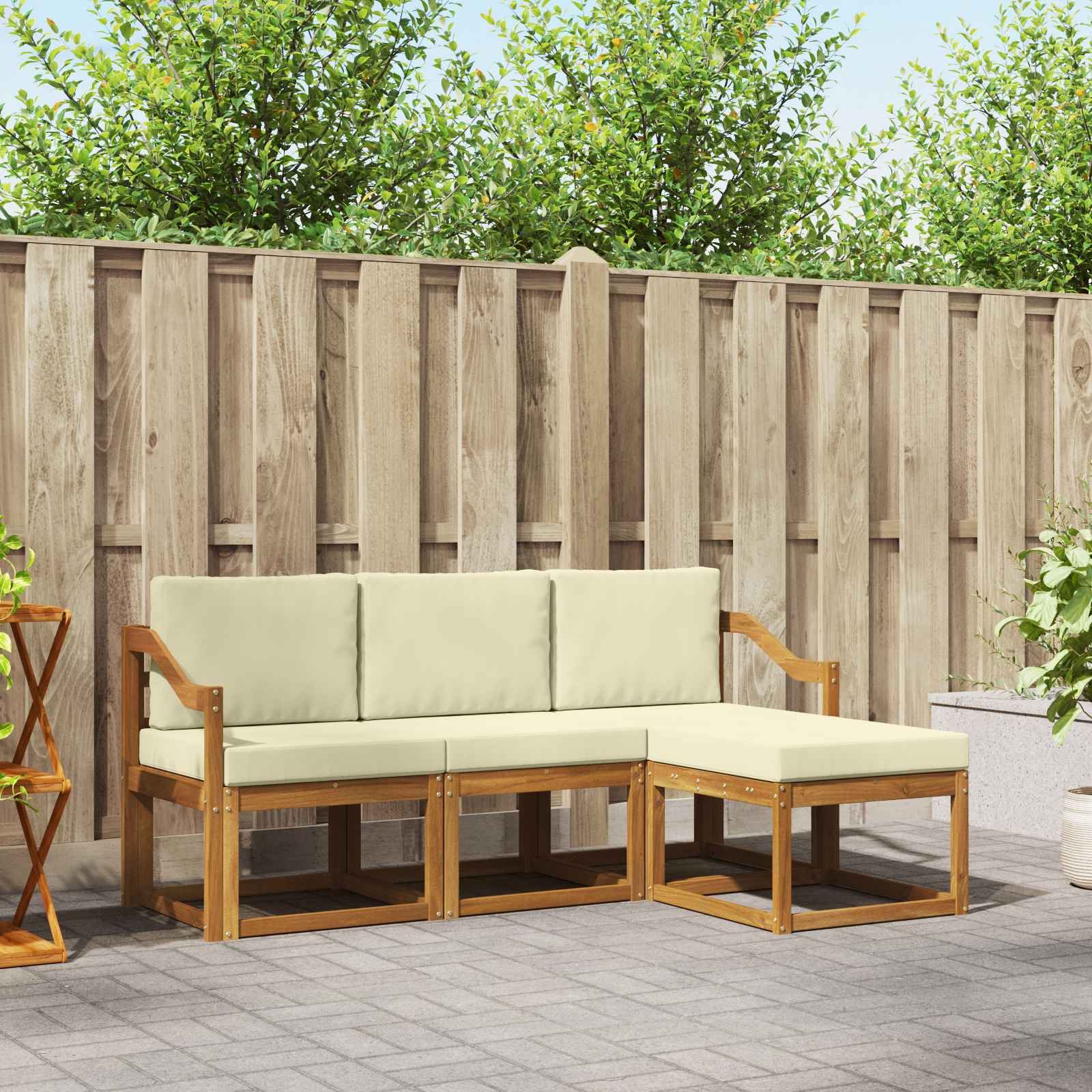 vidaXL Buiten bankenset 4 pcs Naturel