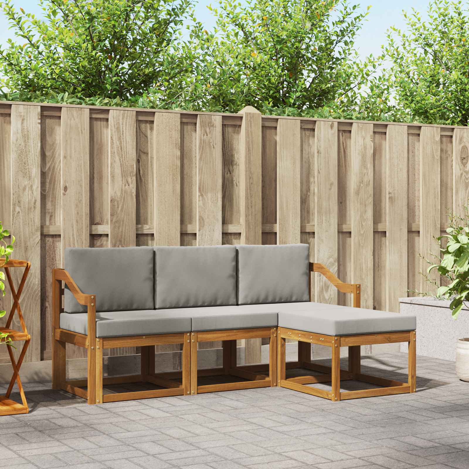 vidaXL Buiten bankenset 4 pcs Naturel