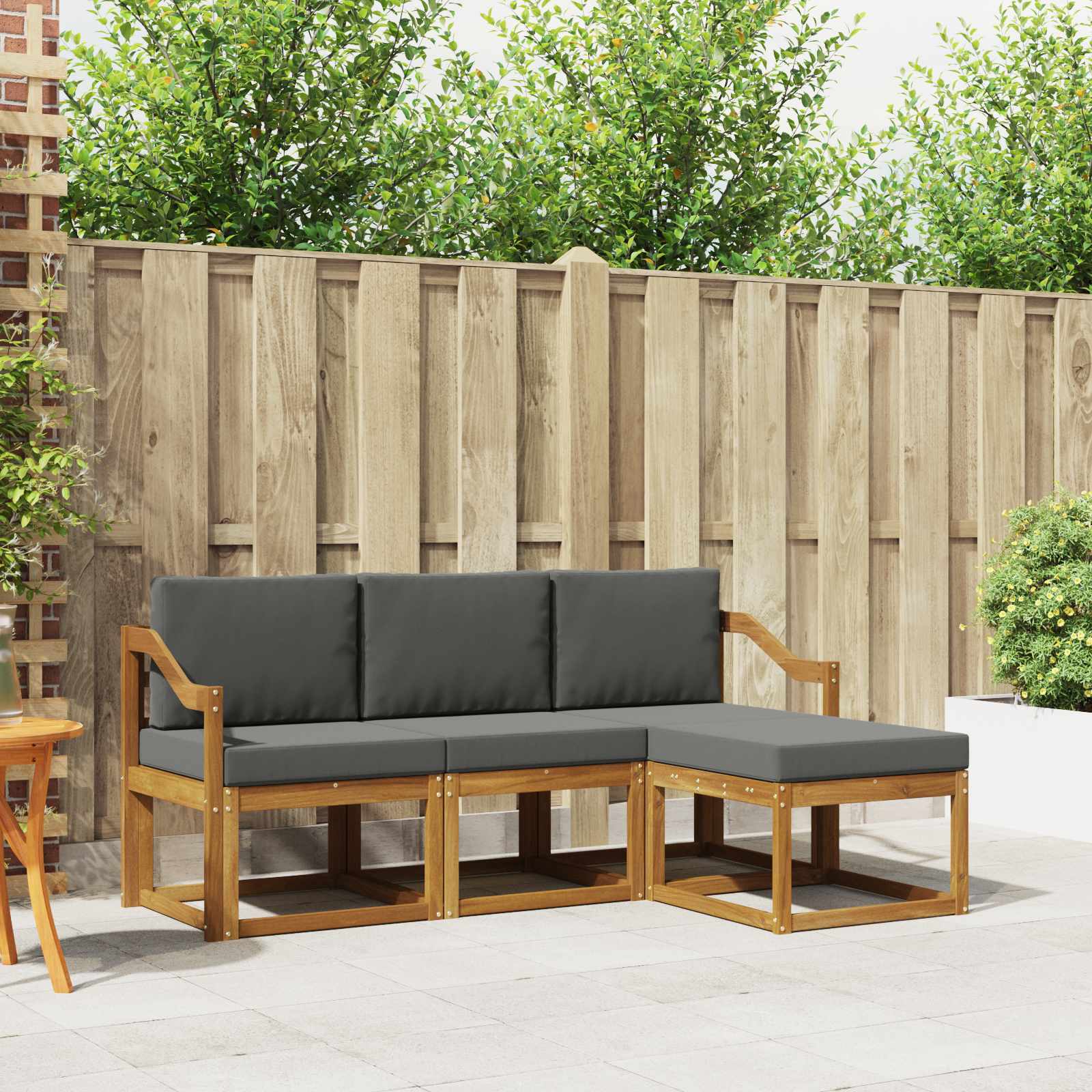 vidaXL Buiten bankenset 4 pcs Naturel