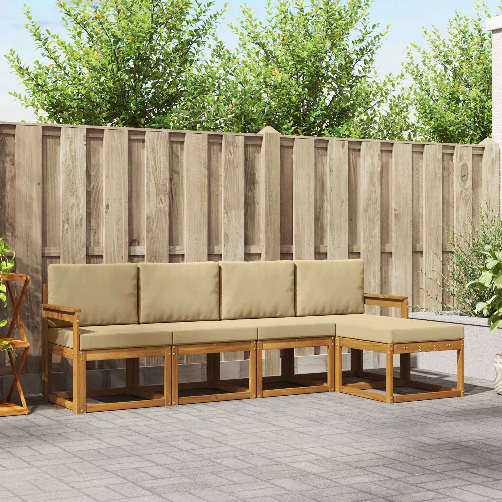 vidaXL Buiten bankenset 5 pcs Naturel Massief Acaciahout