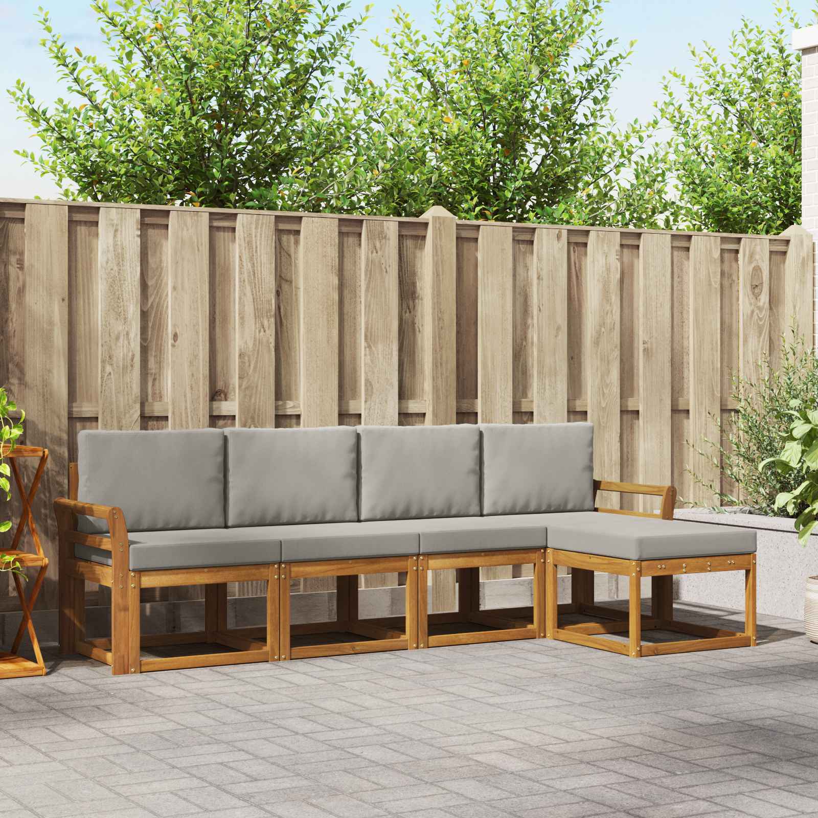 vidaXL Buiten bankenset 5 pcs Naturel Massief Acaciahout