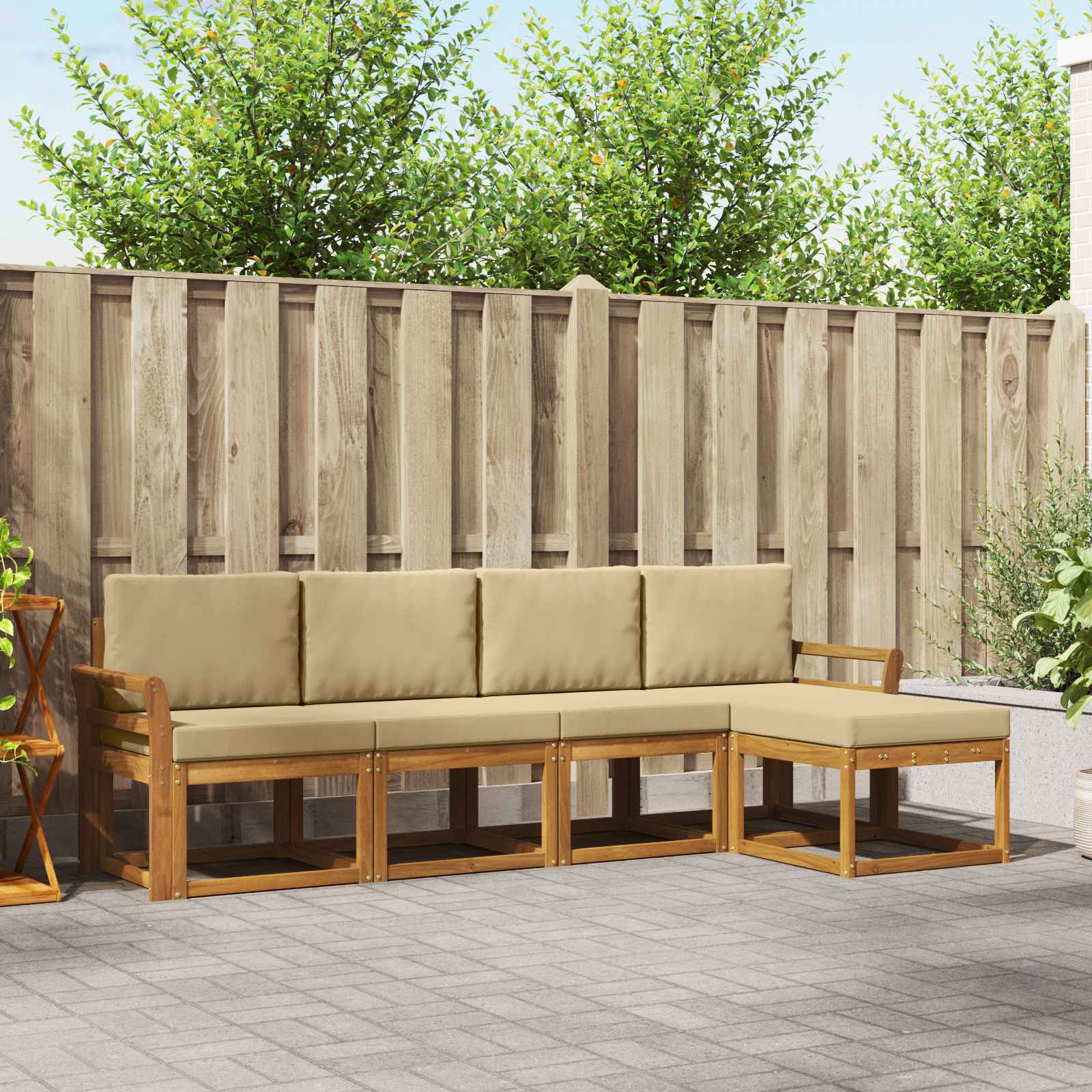 vidaXL Buiten bankenset 5 pcs Naturel Massief Acaciahout
