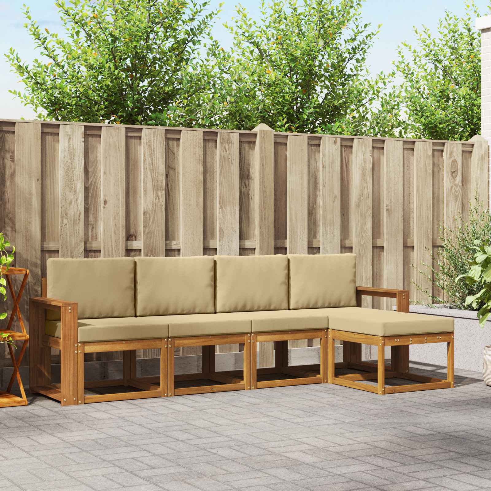 vidaXL Buiten bankenset 5 pcs Naturel Massief Acaciahout