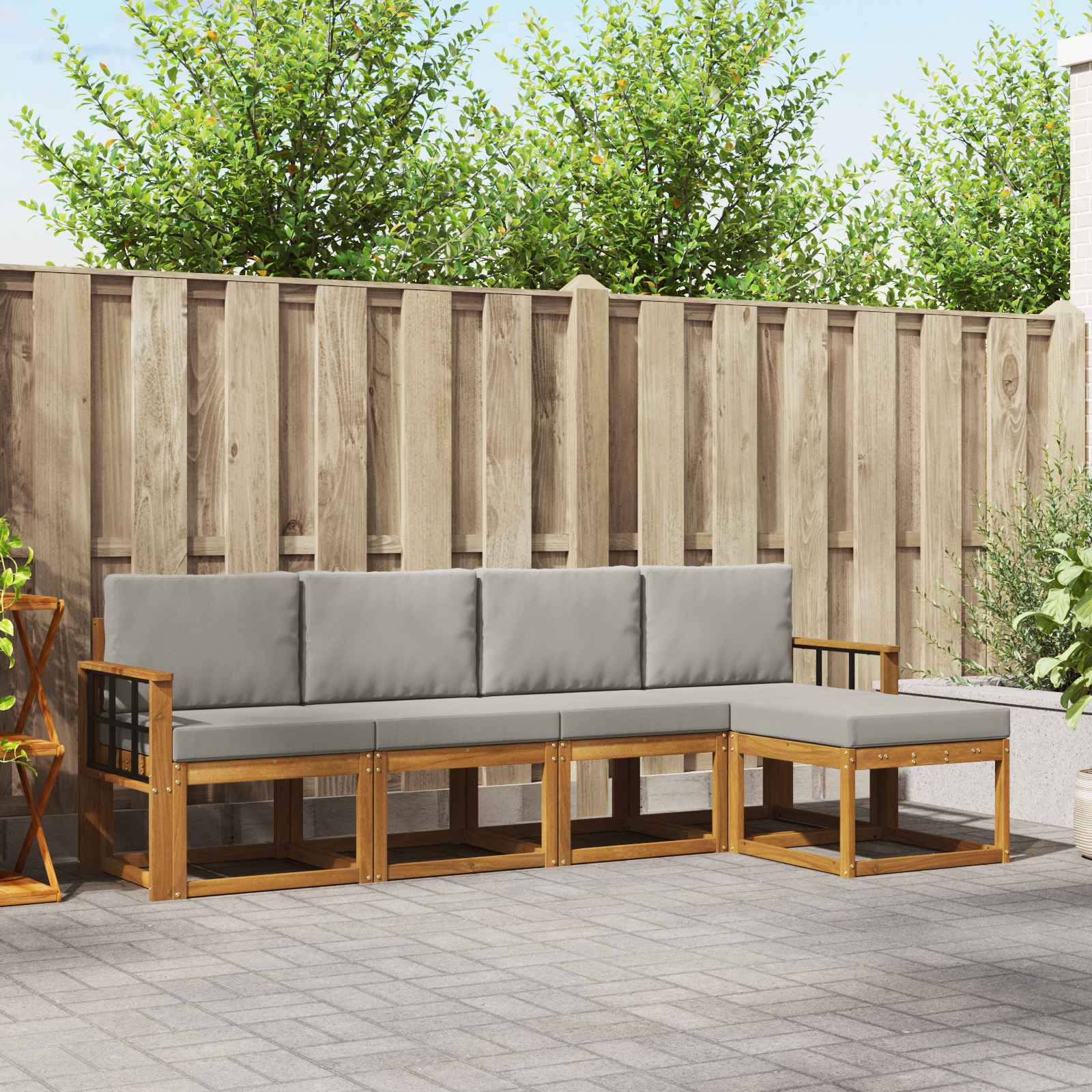 vidaXL Buiten bankenset 5 pcs Naturel Massief Acaciahout