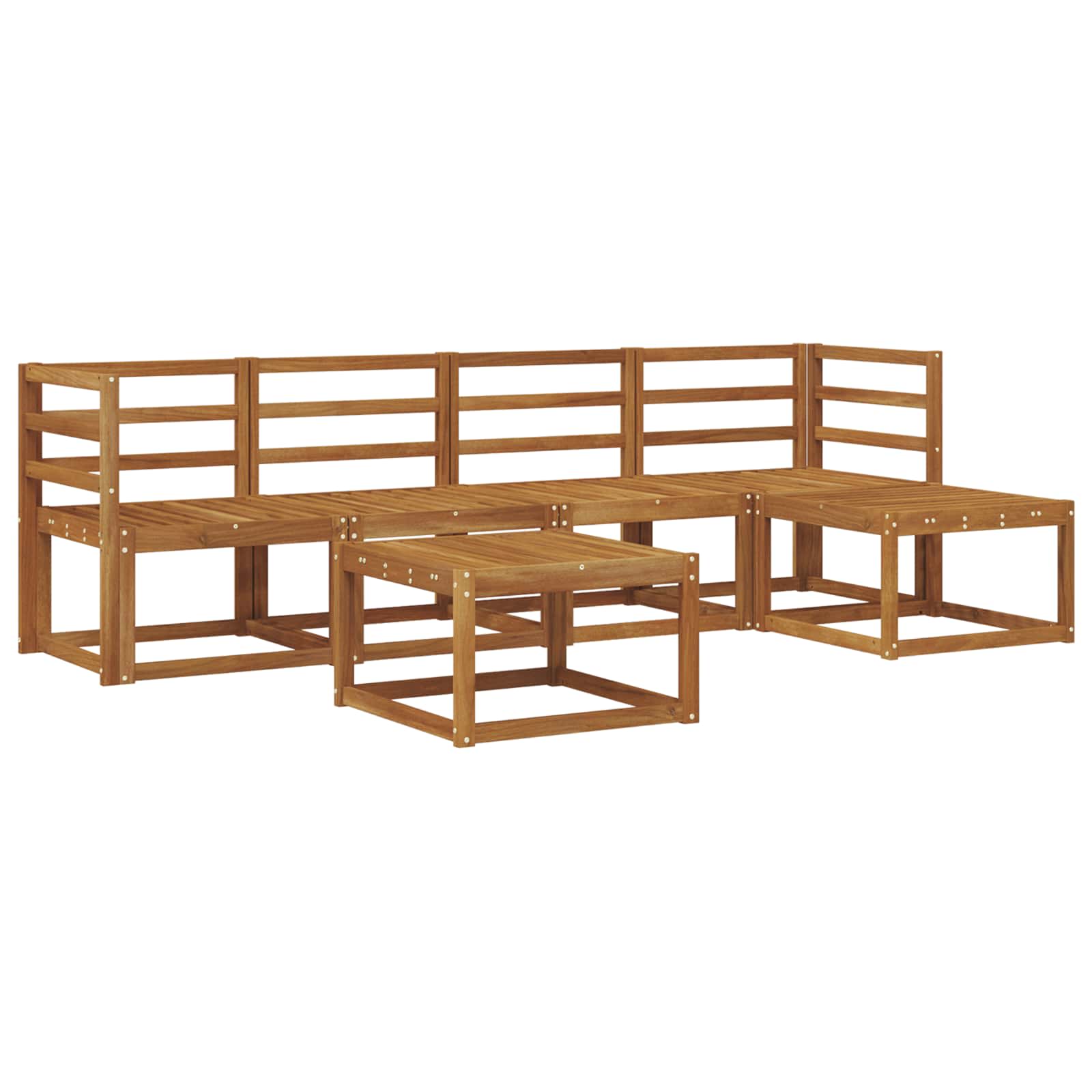 vidaXL Buiten bankenset 6 pcs Naturel Massief Acaciahout