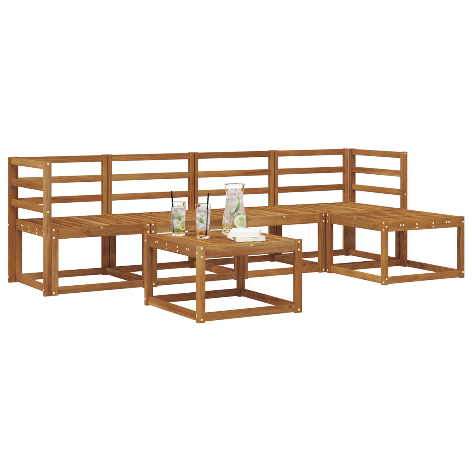 vidaXL Buiten bankenset 6 pcs Naturel Massief Acaciahout