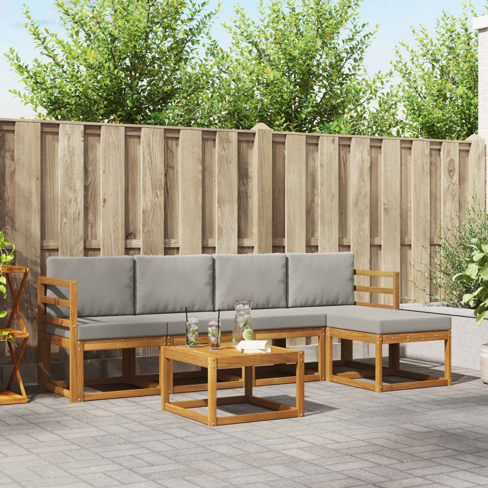 vidaXL Buiten bankenset 6 pcs Naturel Massief Acaciahout