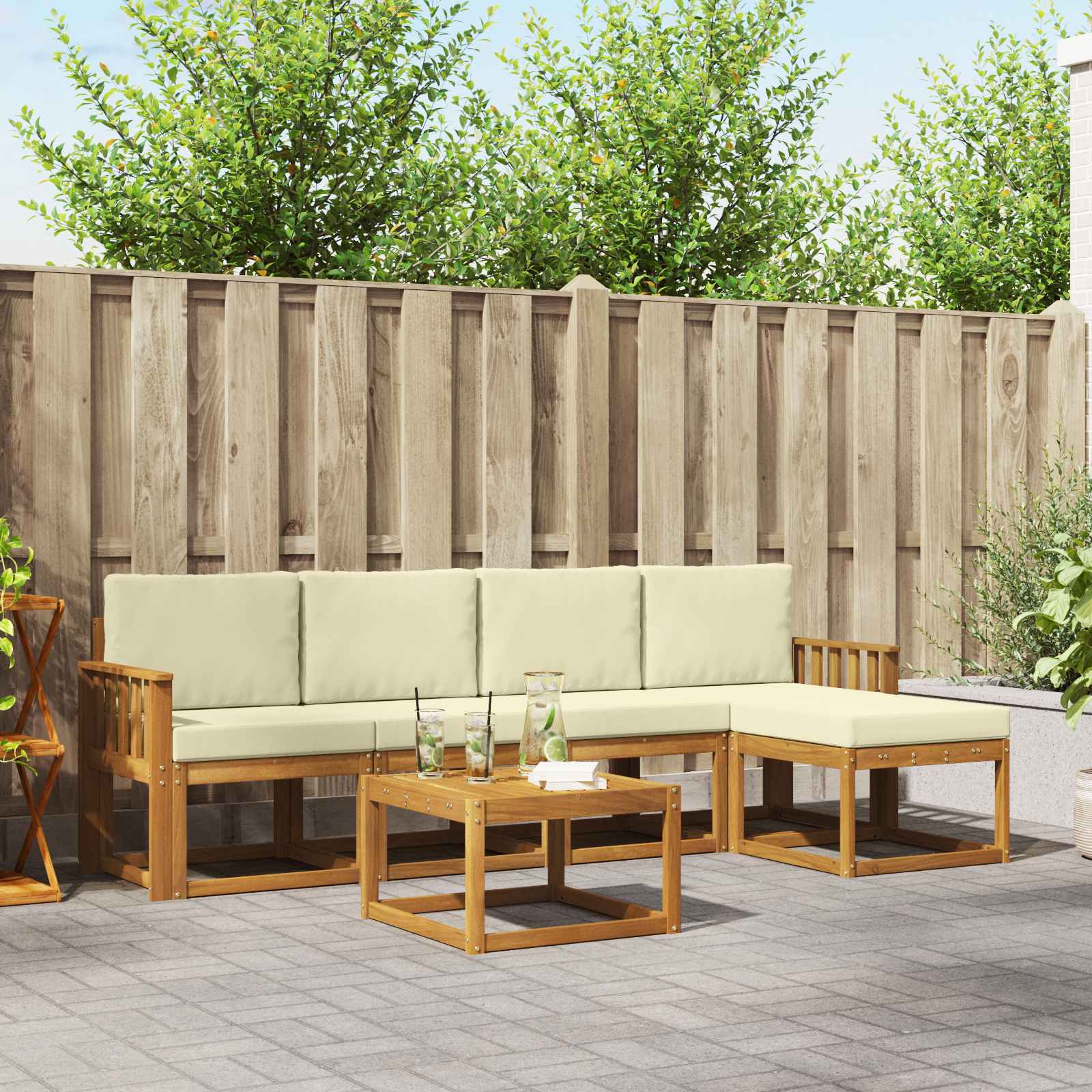 vidaXL Buiten bankenset 6 pcs Naturel Massief Acaciahout