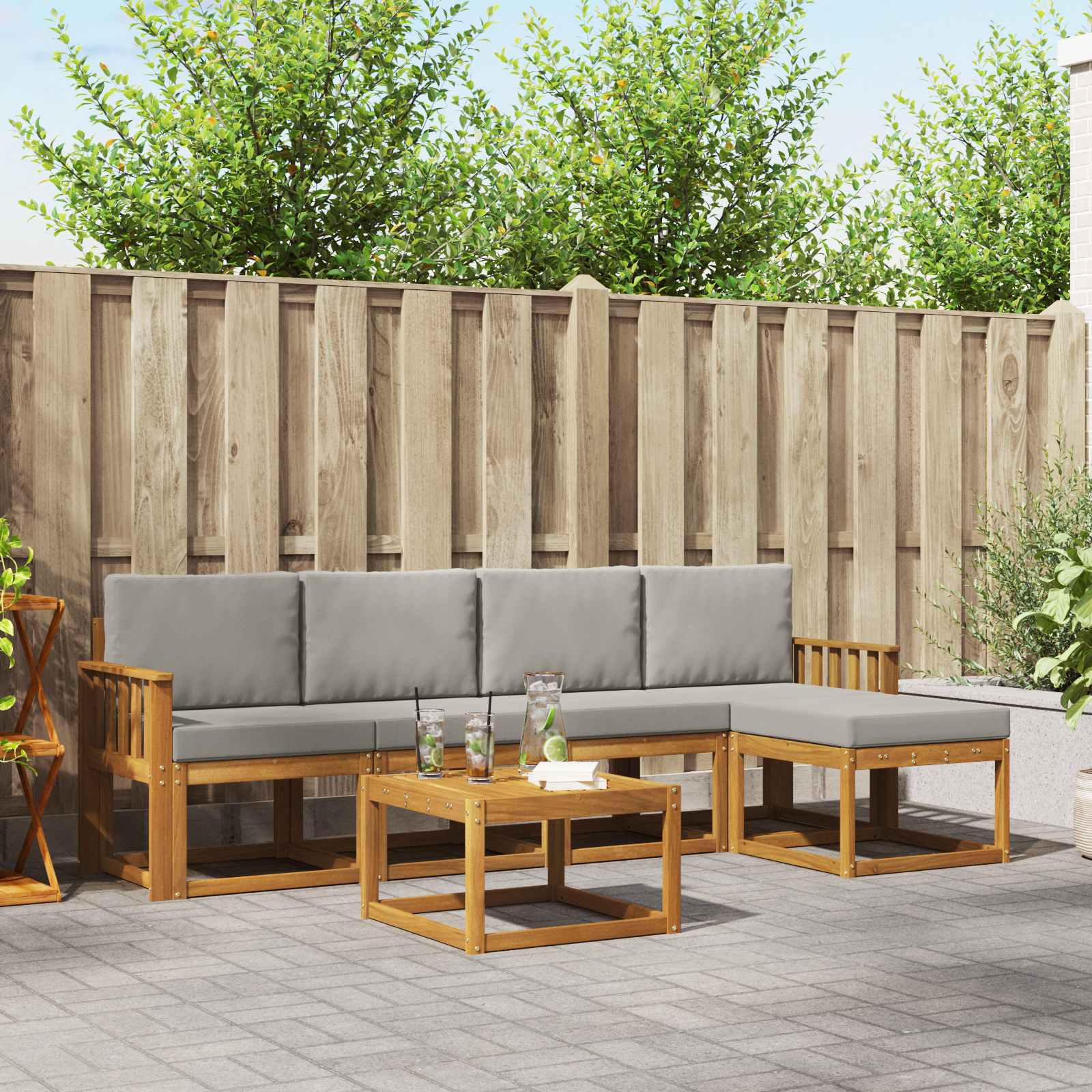 vidaXL Buiten bankenset 6 pcs Naturel Massief Acaciahout