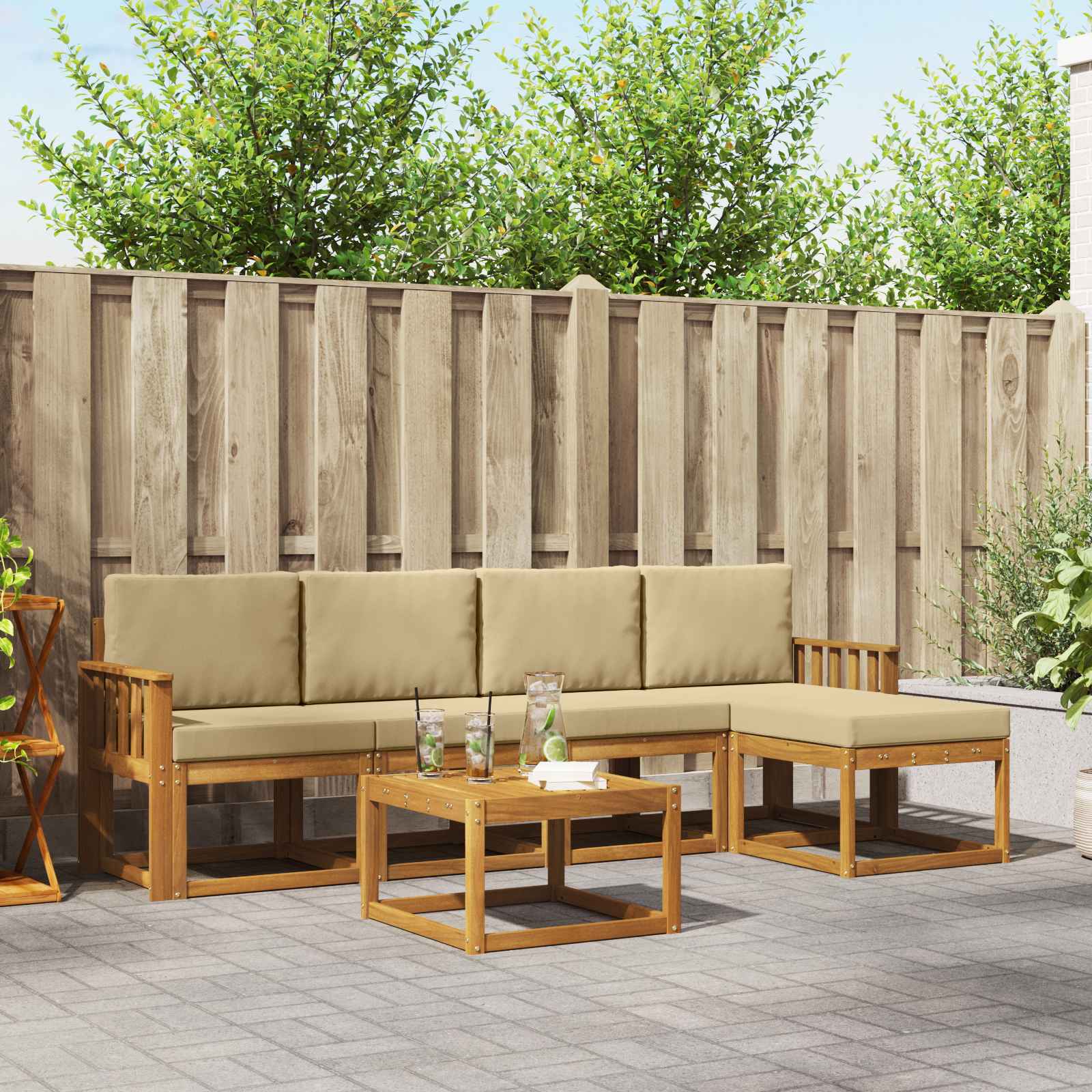 vidaXL Buiten bankenset 6 pcs Naturel Massief Acaciahout