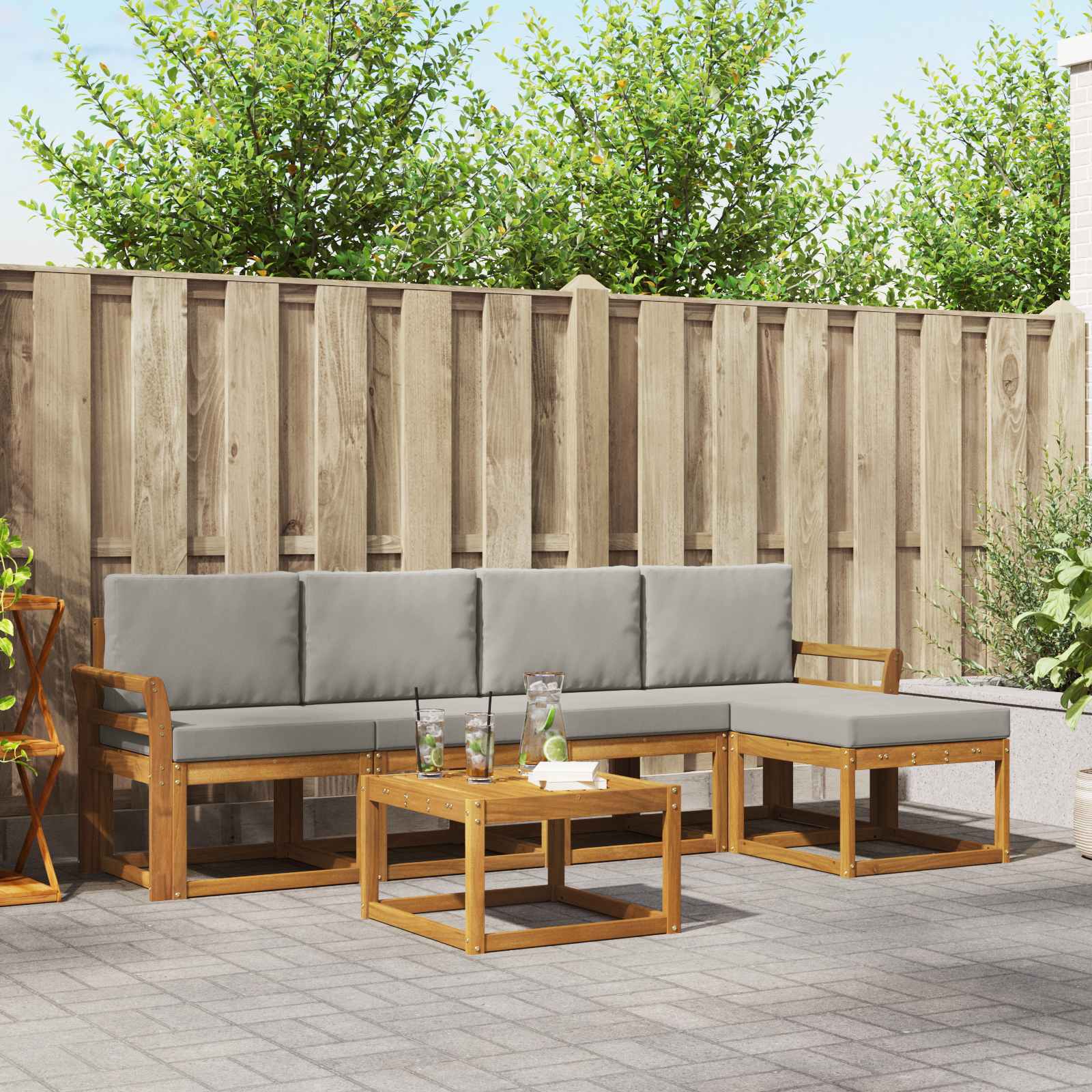 vidaXL Buiten bankenset 6 pcs Naturel Massief Acaciahout