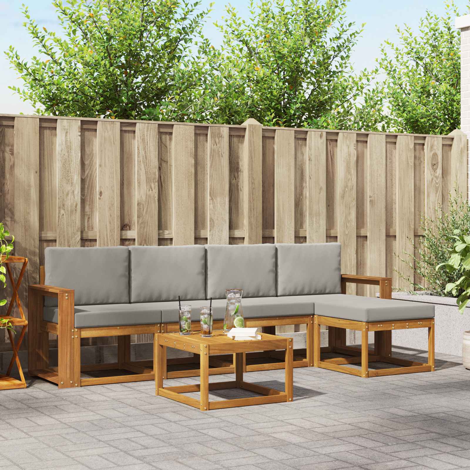 vidaXL Buiten bankenset 6 pcs Naturel Massief Acaciahout