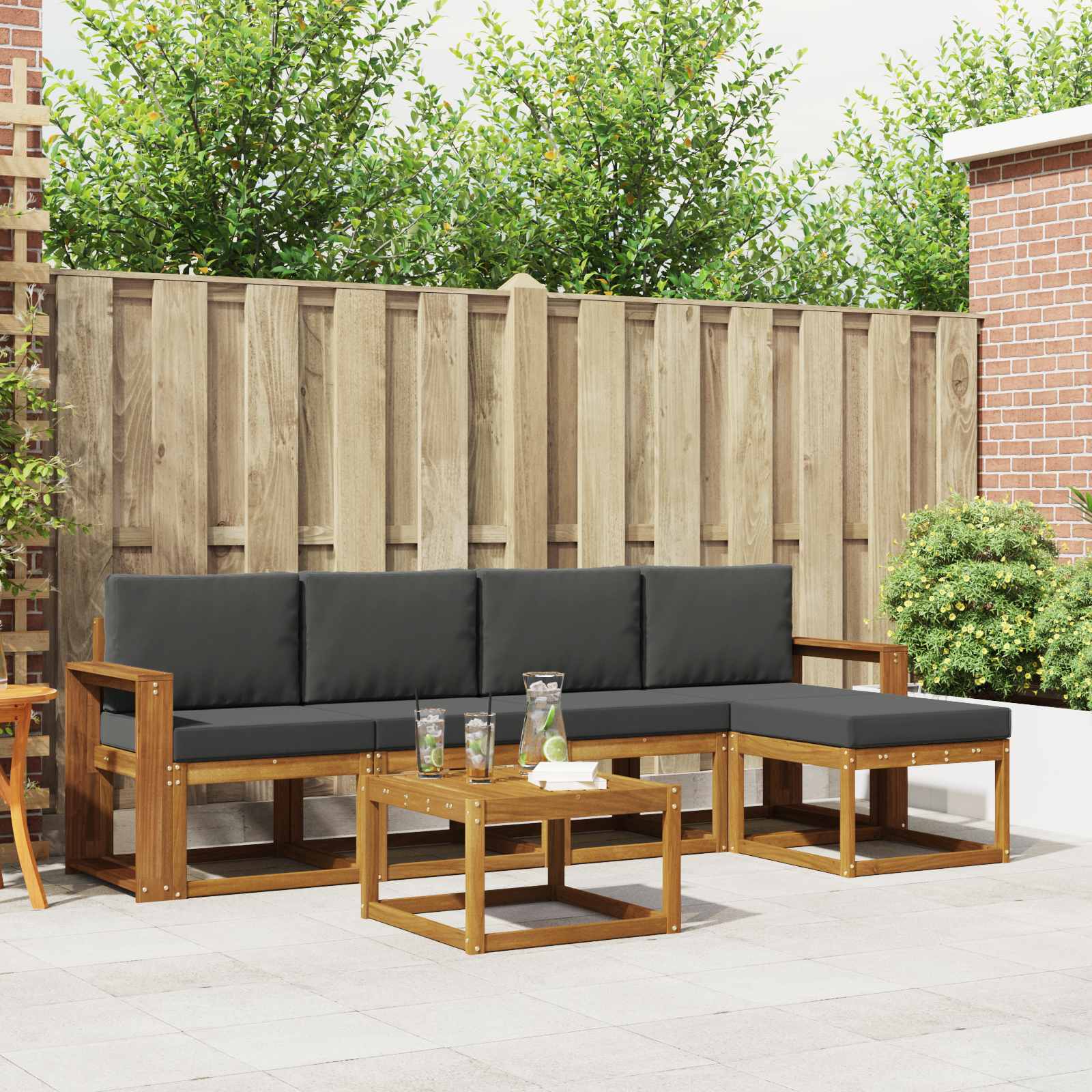 vidaXL Buiten bankenset 6 pcs Naturel Massief Acaciahout