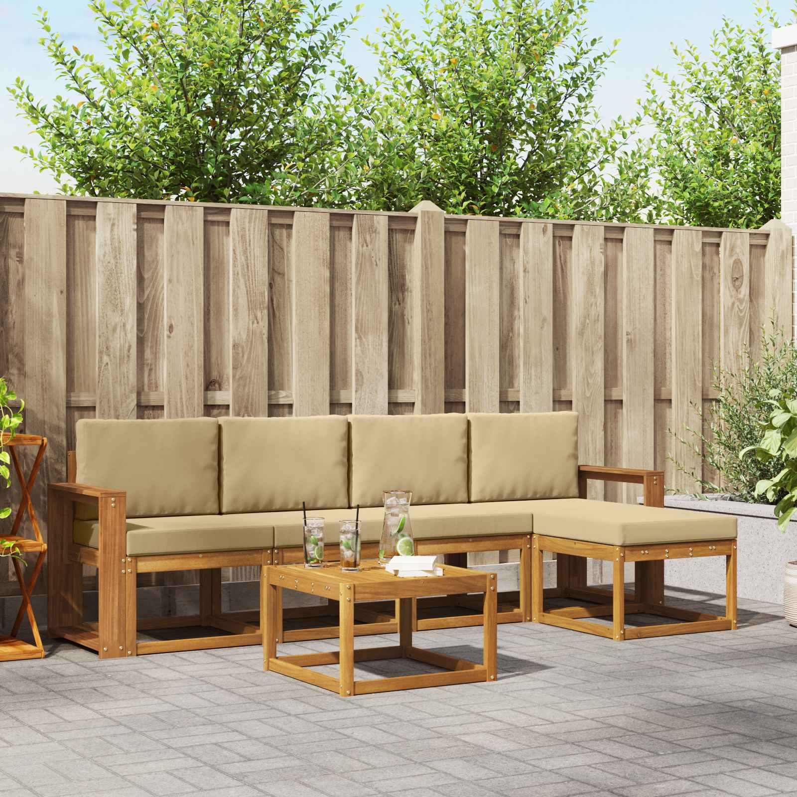 vidaXL Buiten bankenset 6 pcs Naturel Massief Acaciahout