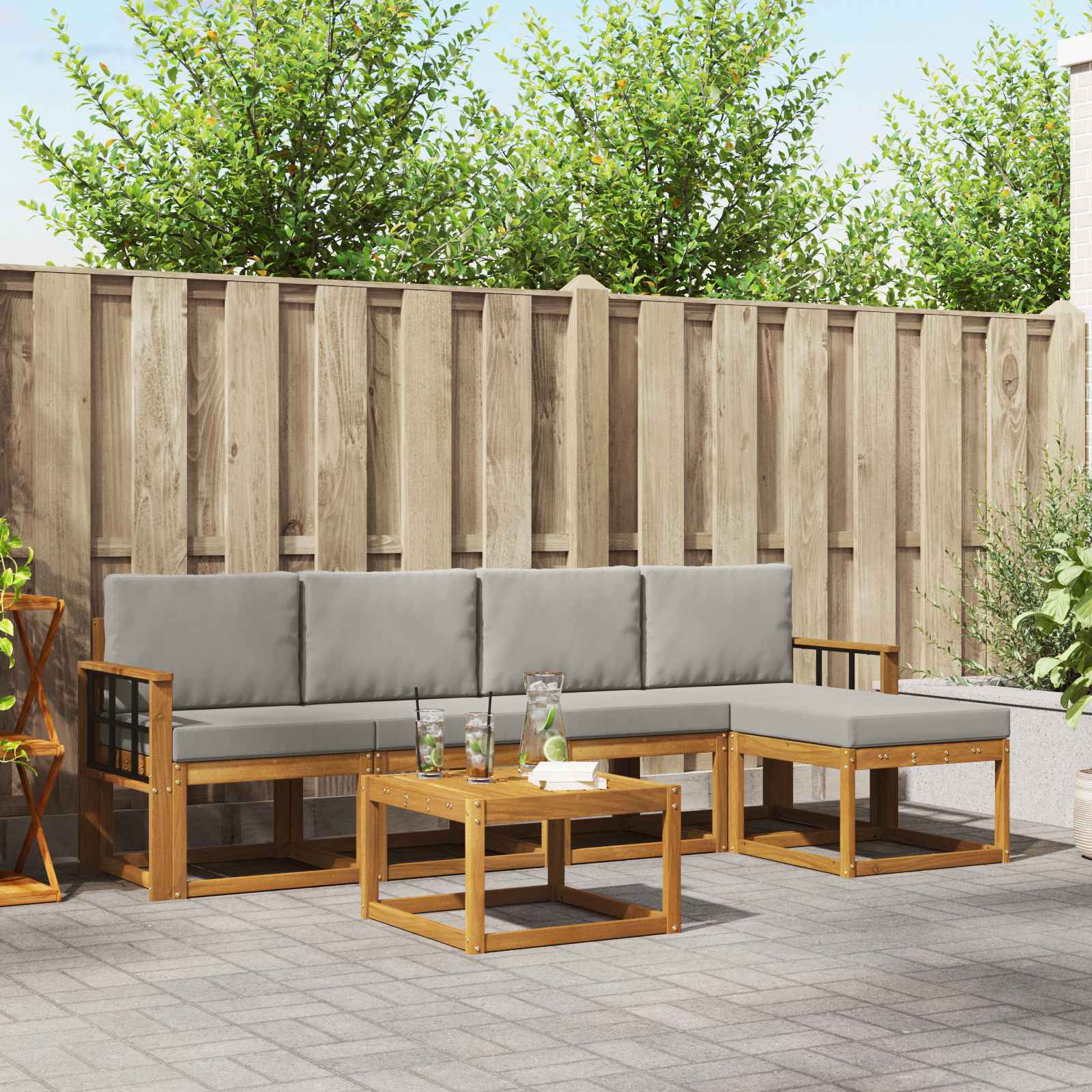 vidaXL Buiten bankenset 6 pcs Naturel Massief Acaciahout