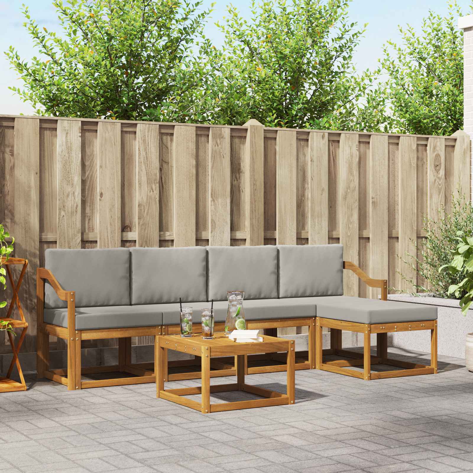 vidaXL Buiten bankenset 6 pcs Naturel Massief Acaciahout