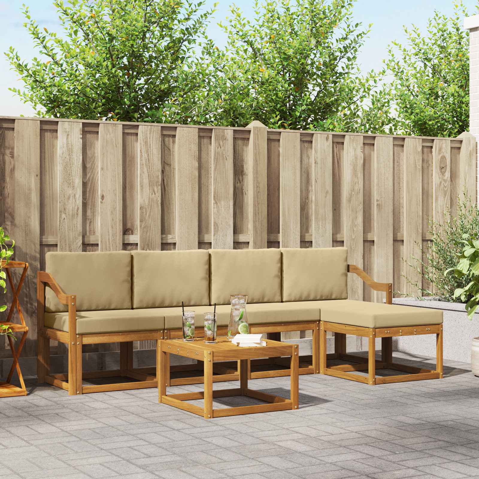 vidaXL Buiten bankenset 6 pcs Naturel Massief Acaciahout