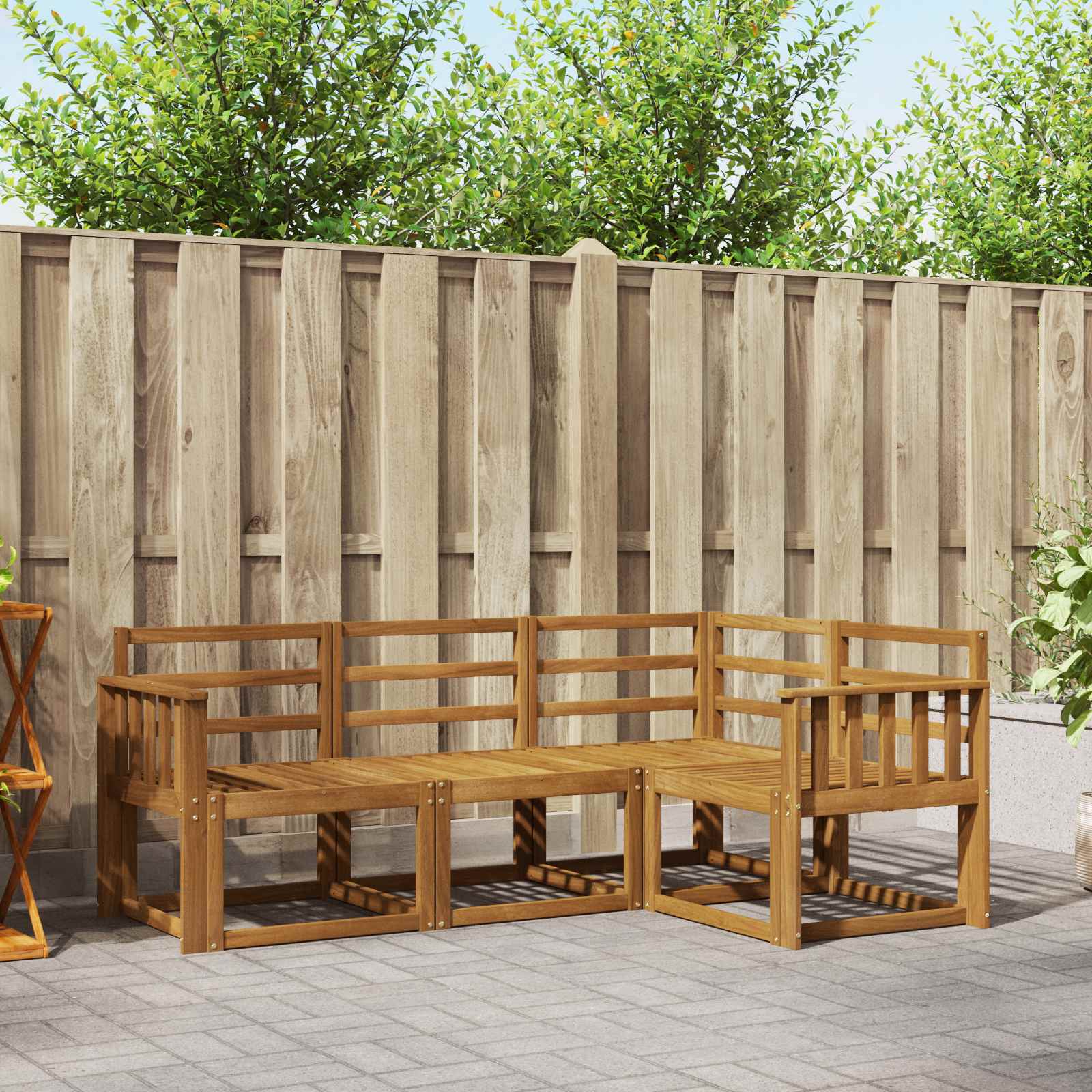 vidaXL Buiten bankenset met kussen 4 pcs Natuurlijk en Crème