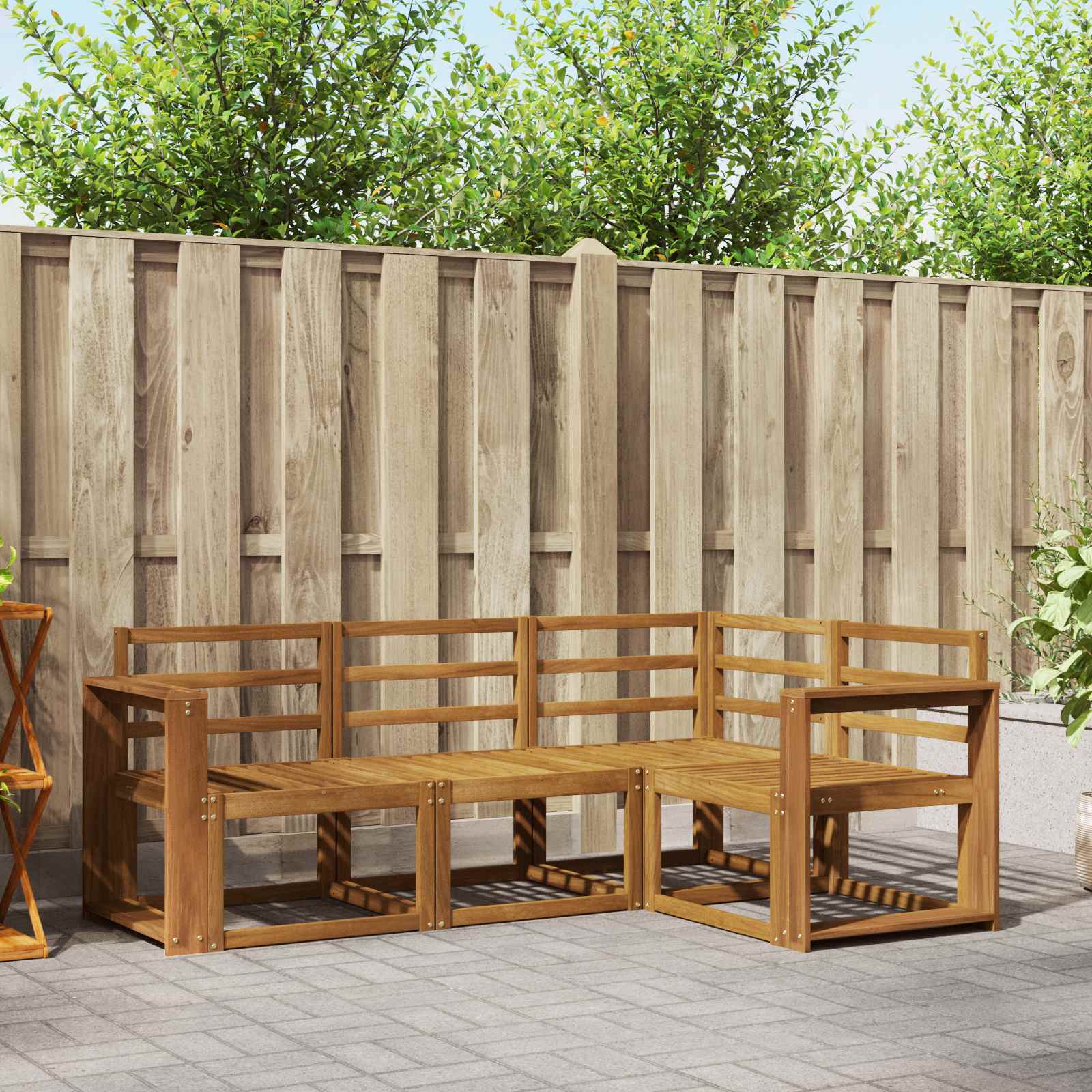 vidaXL Buiten bankenset met kussen 4 pcs Natuurlijk en Crème
