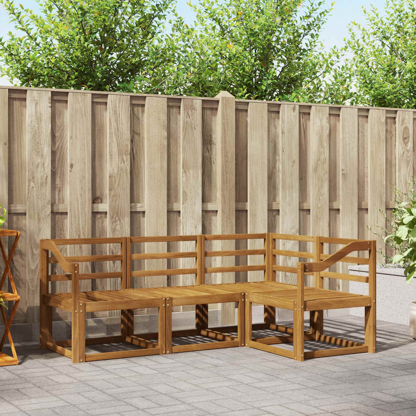 vidaXL Buiten bankenset met kussen 4 pcs Natuurlijk en Crème