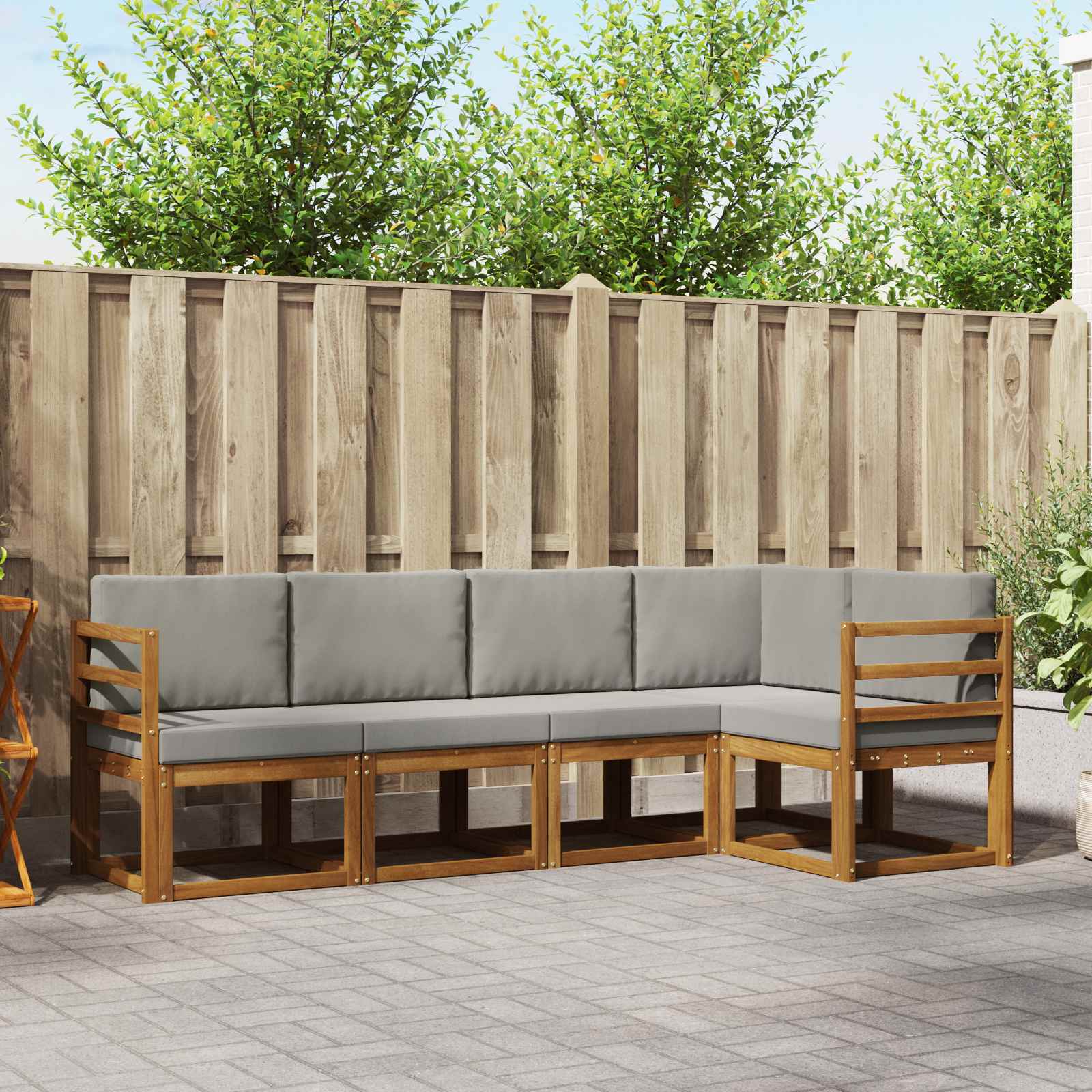 vidaXL Bankstel 5 pcs Naturel