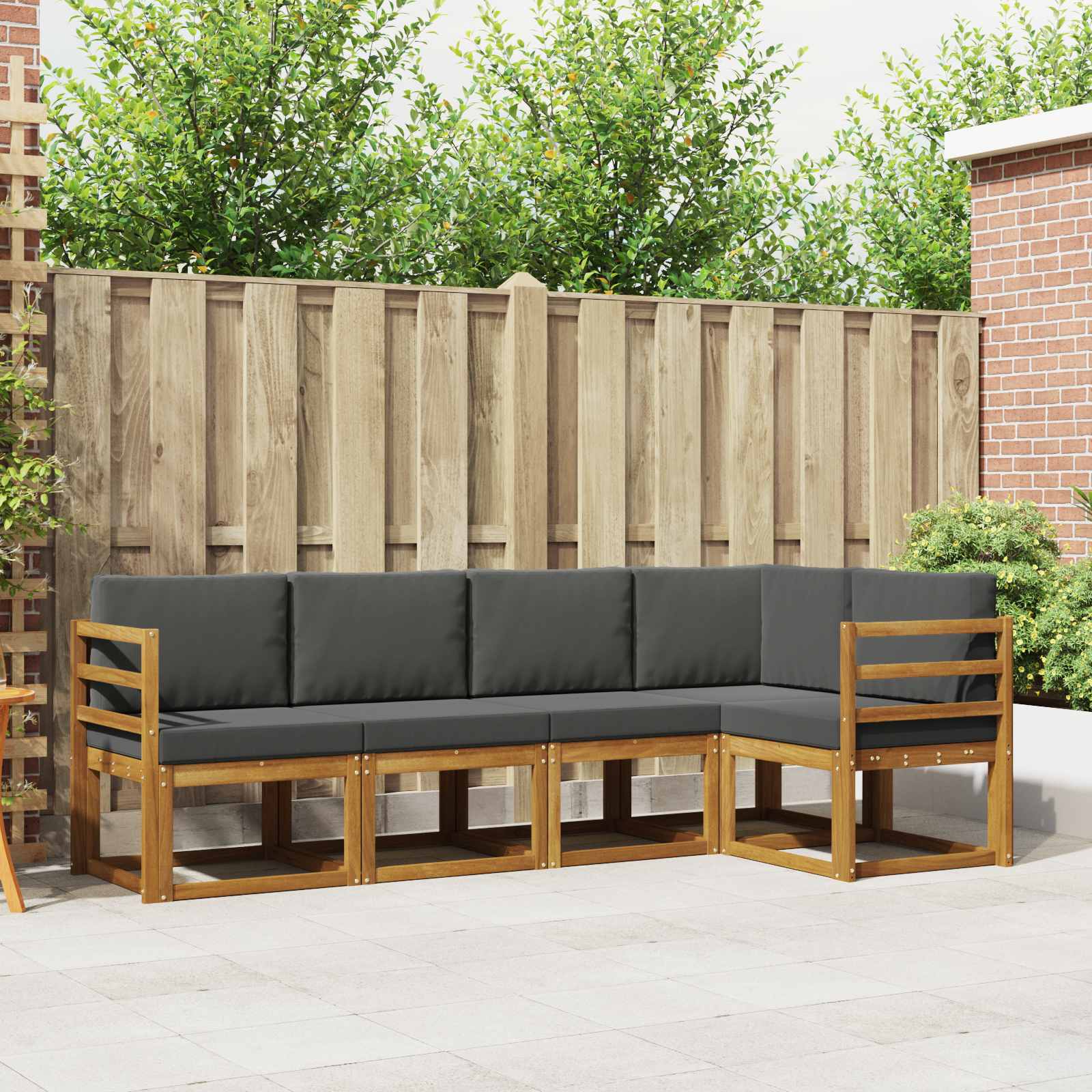 vidaXL Bankstel 5 pcs Naturel