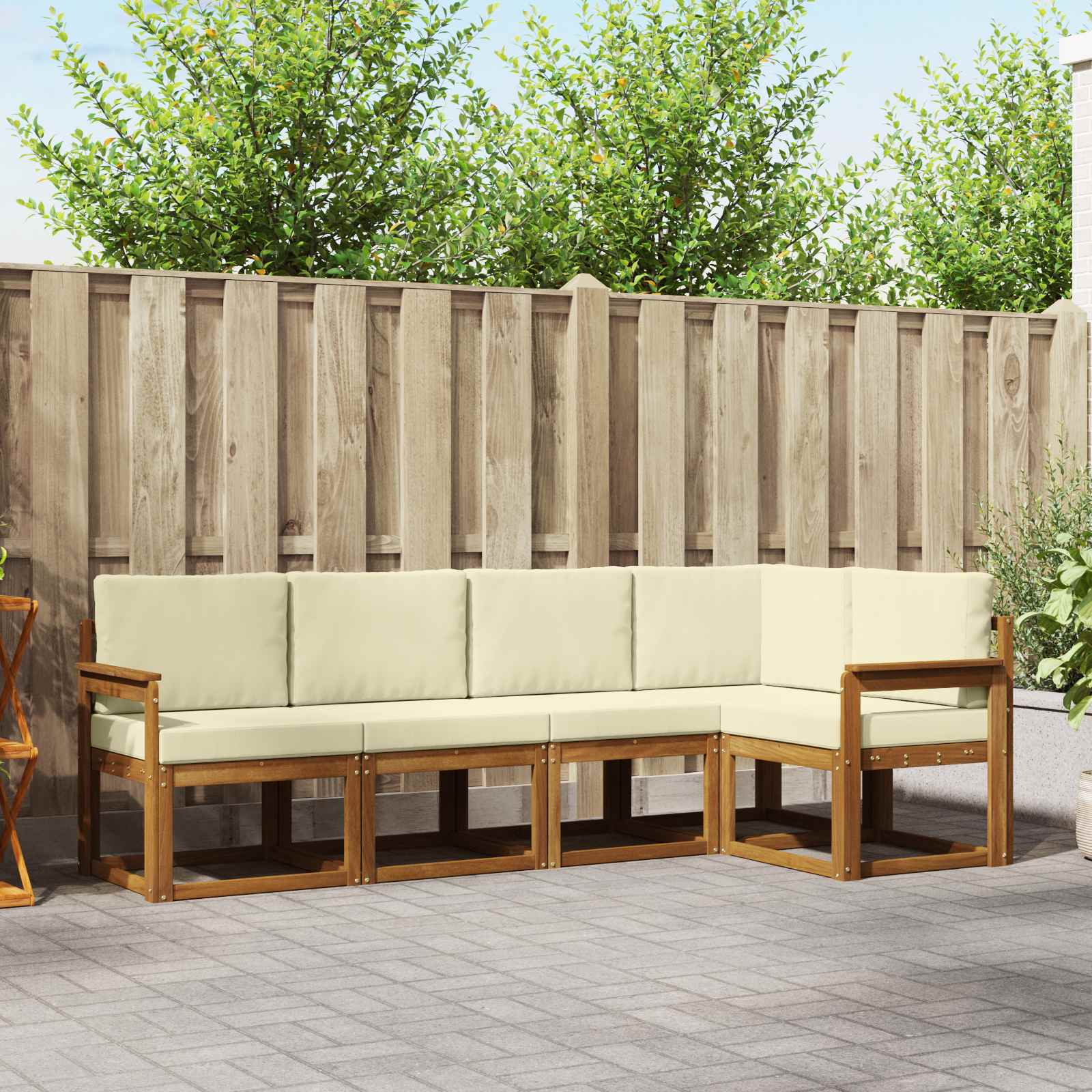 vidaXL Bankstel 5 pcs Naturel