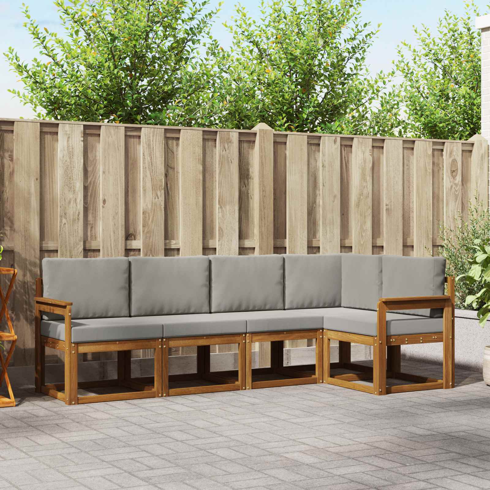 vidaXL Bankstel 5 pcs Naturel