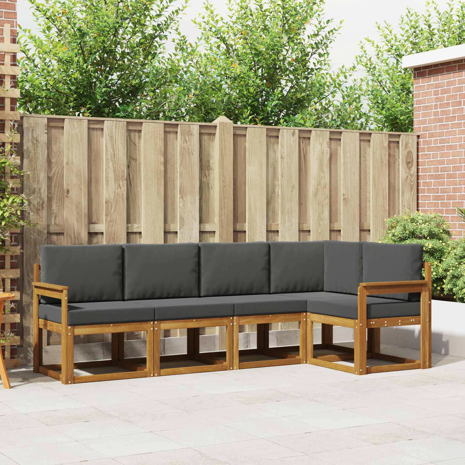 vidaXL Bankstel 5 pcs Naturel