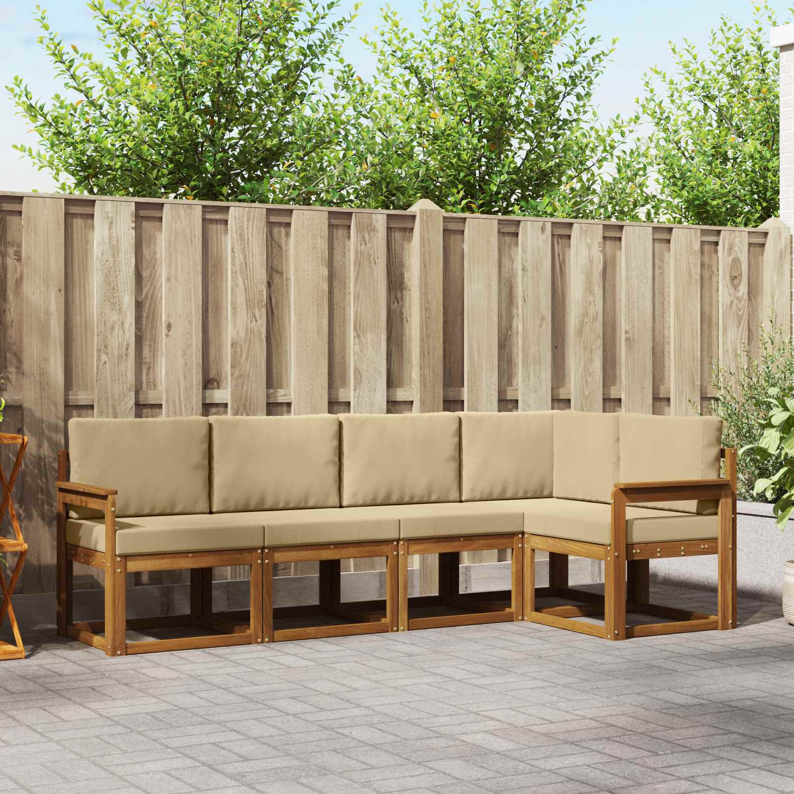 vidaXL Bankstel 5 pcs Naturel