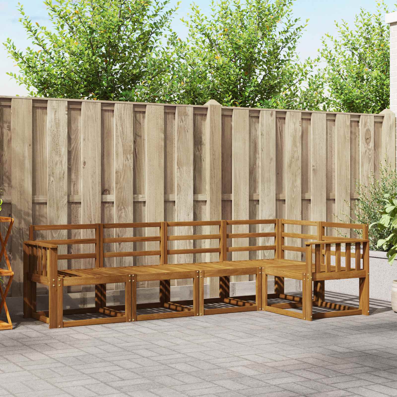 vidaXL Bankstel 5 pcs Naturel