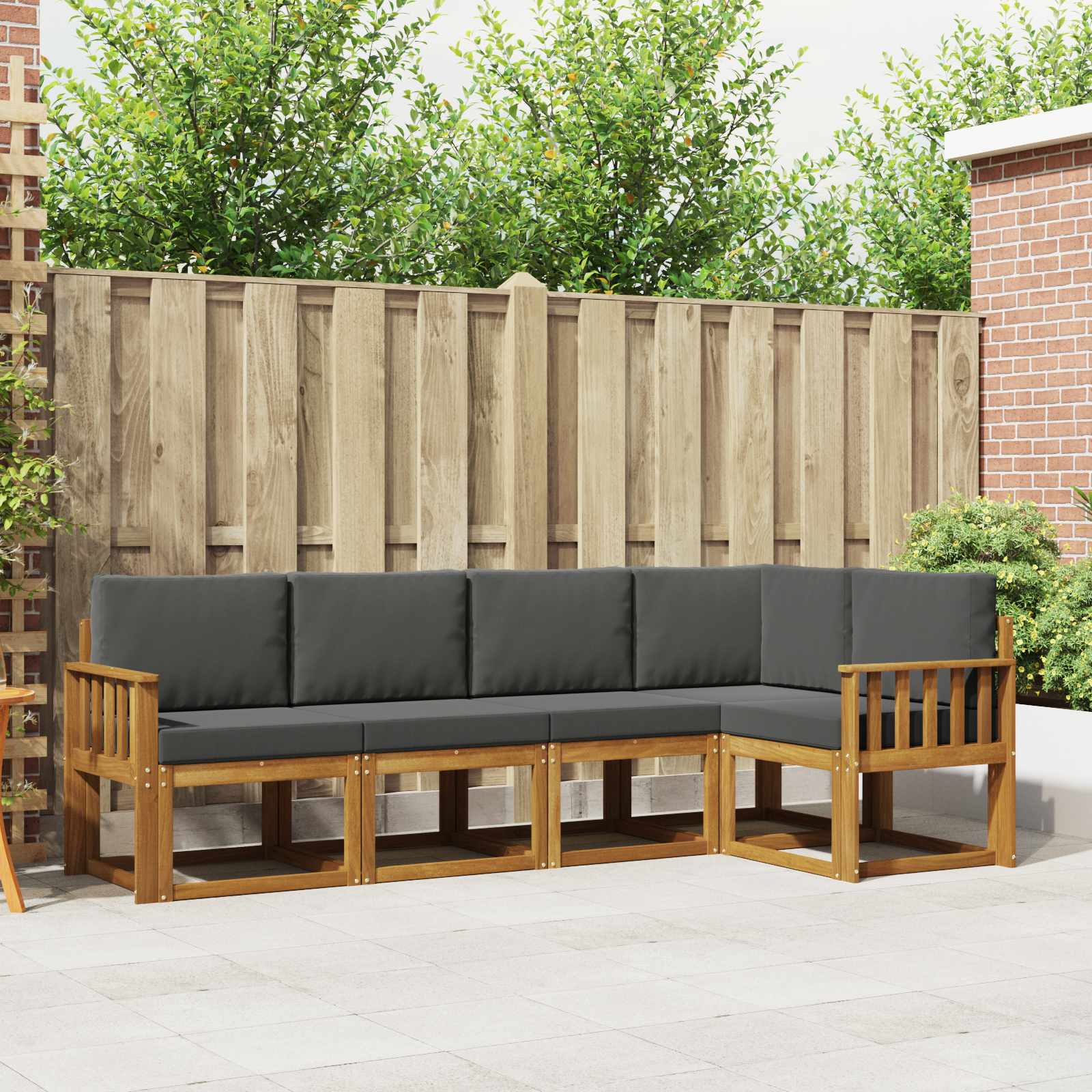 vidaXL Bankstel 5 pcs Naturel