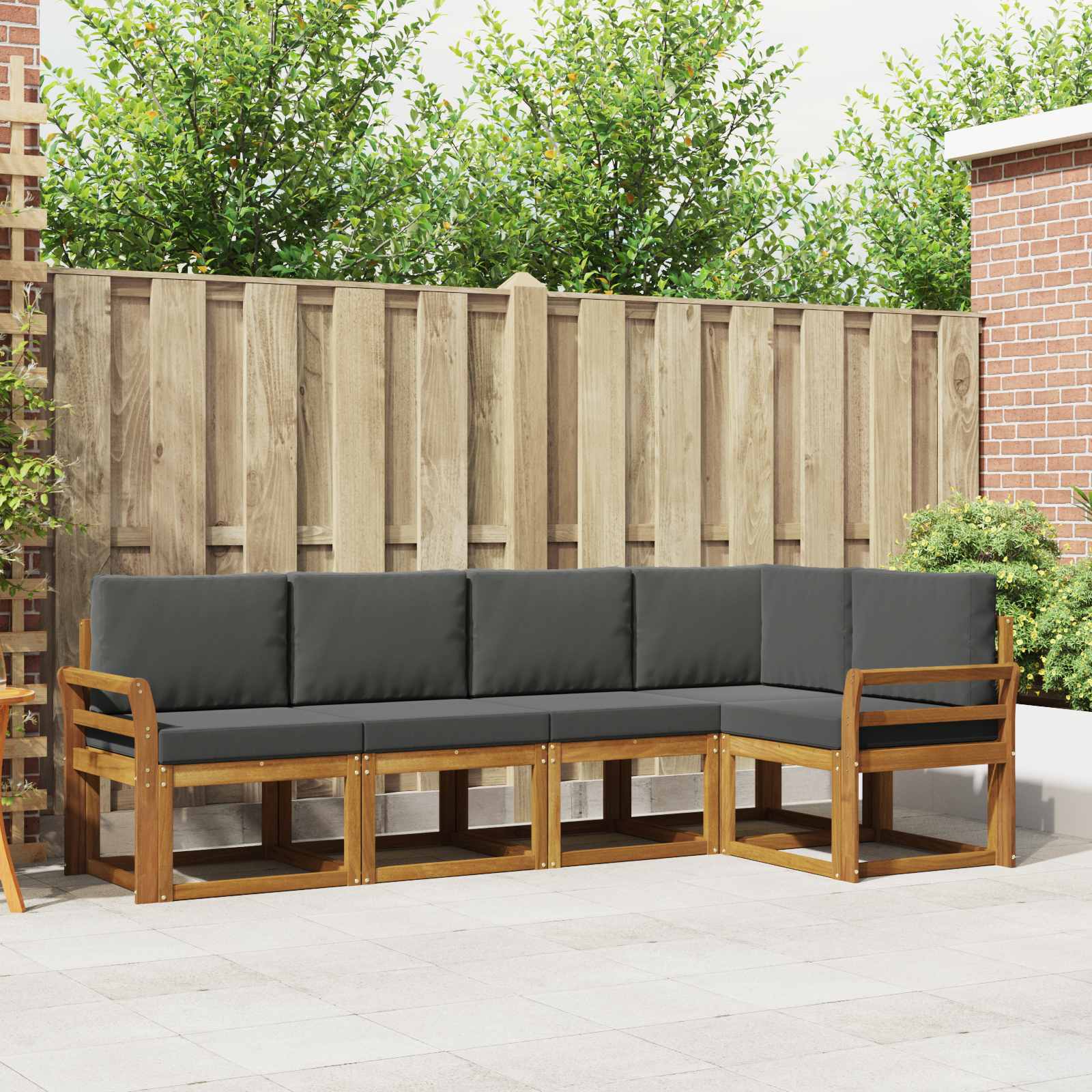 vidaXL Bankstel 5 pcs Naturel
