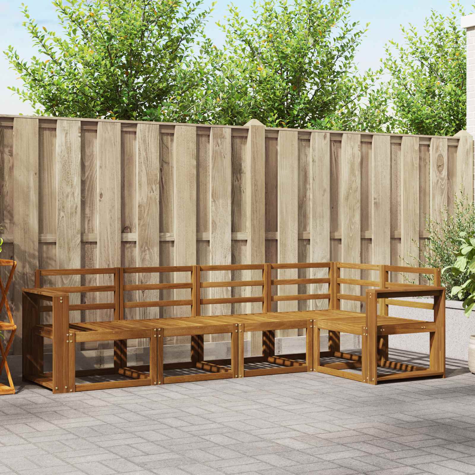 vidaXL Bankstel 5 pcs Naturel