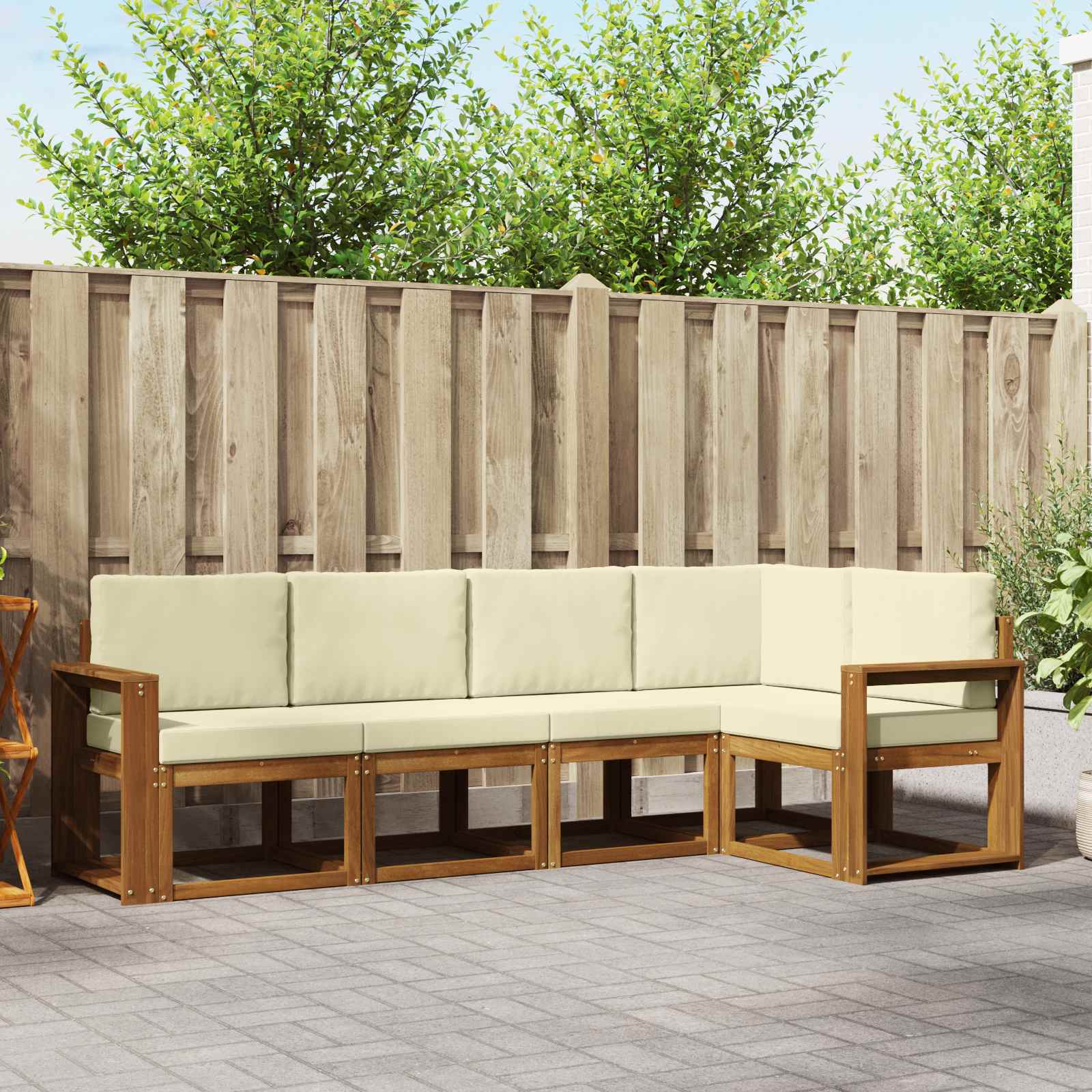 vidaXL Bankstel 5 pcs Naturel