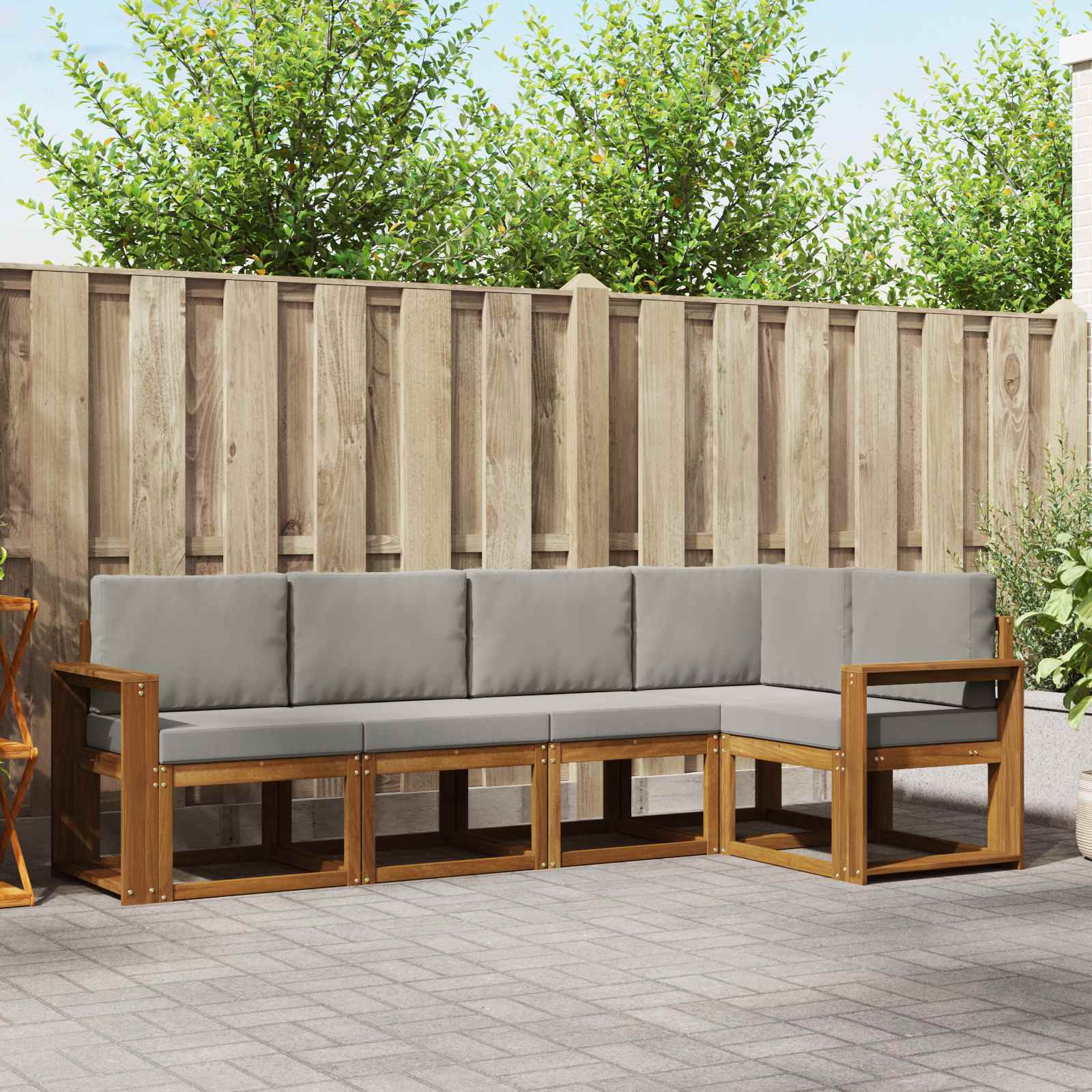 vidaXL Bankstel 5 pcs Naturel