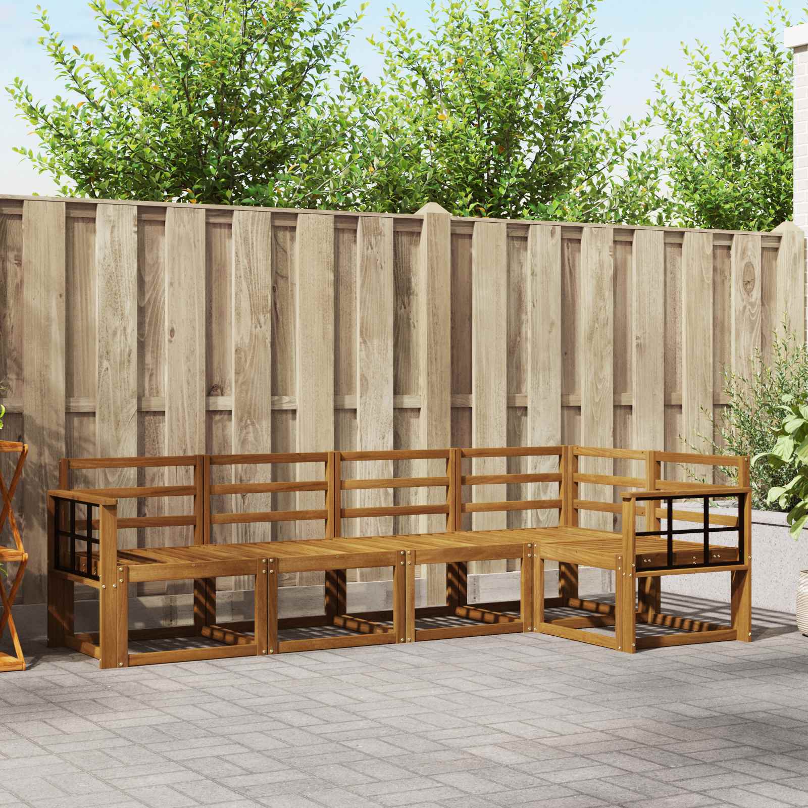 vidaXL Bankstel 5 pcs Naturel