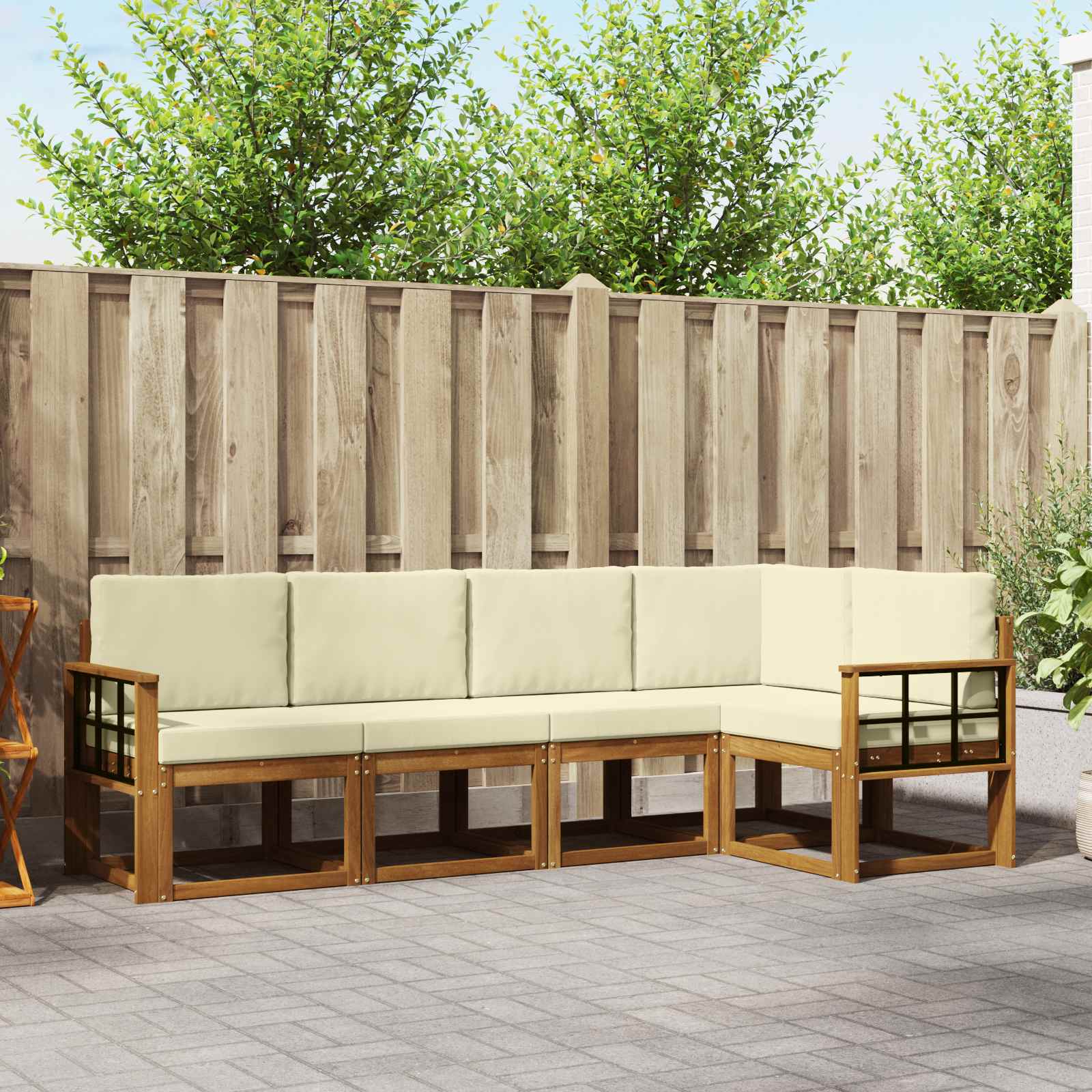 vidaXL Bankstel 5 pcs Naturel