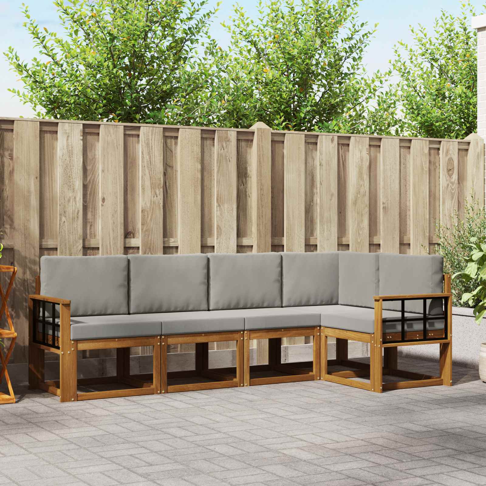 vidaXL Bankstel 5 pcs Naturel