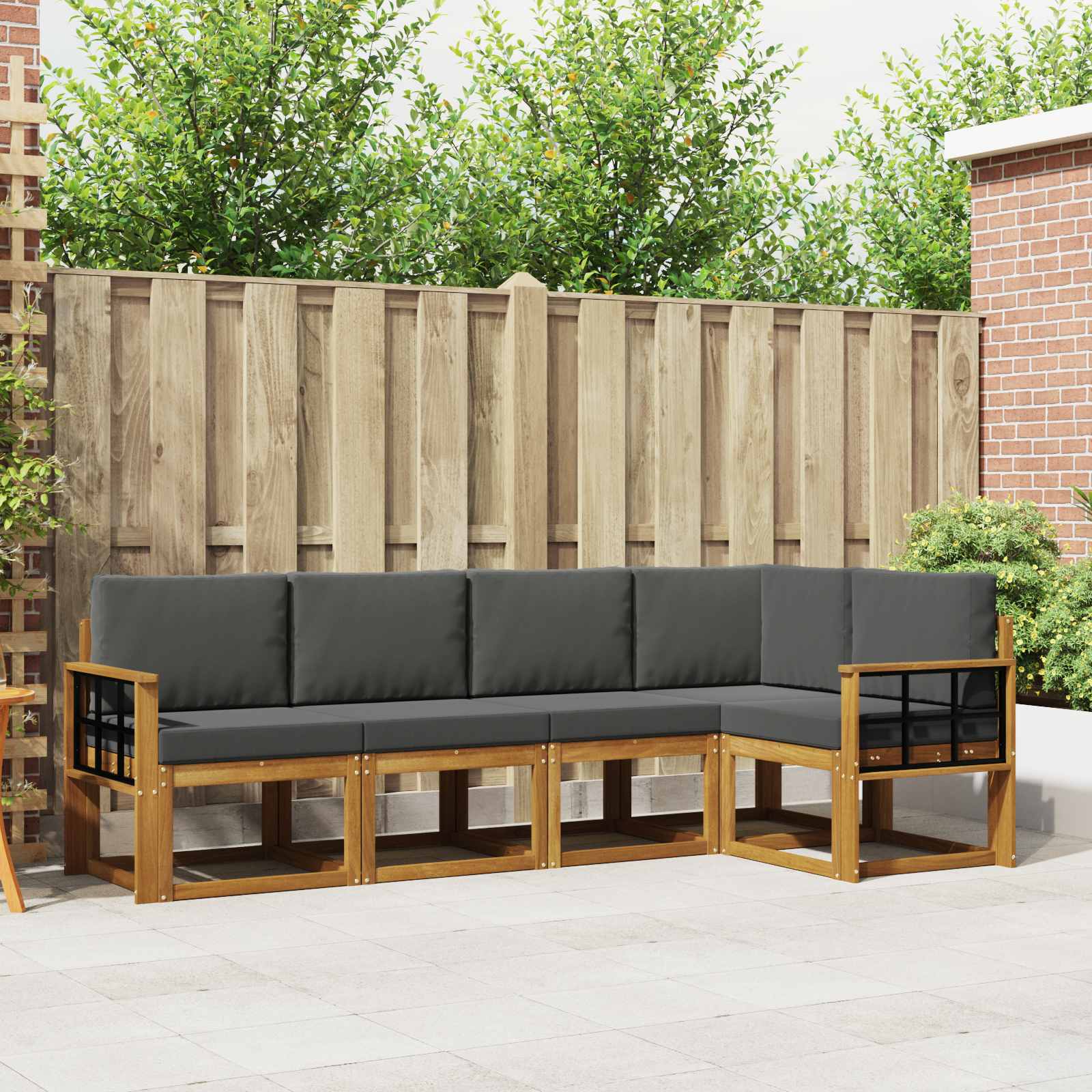 vidaXL Bankstel 5 pcs Naturel