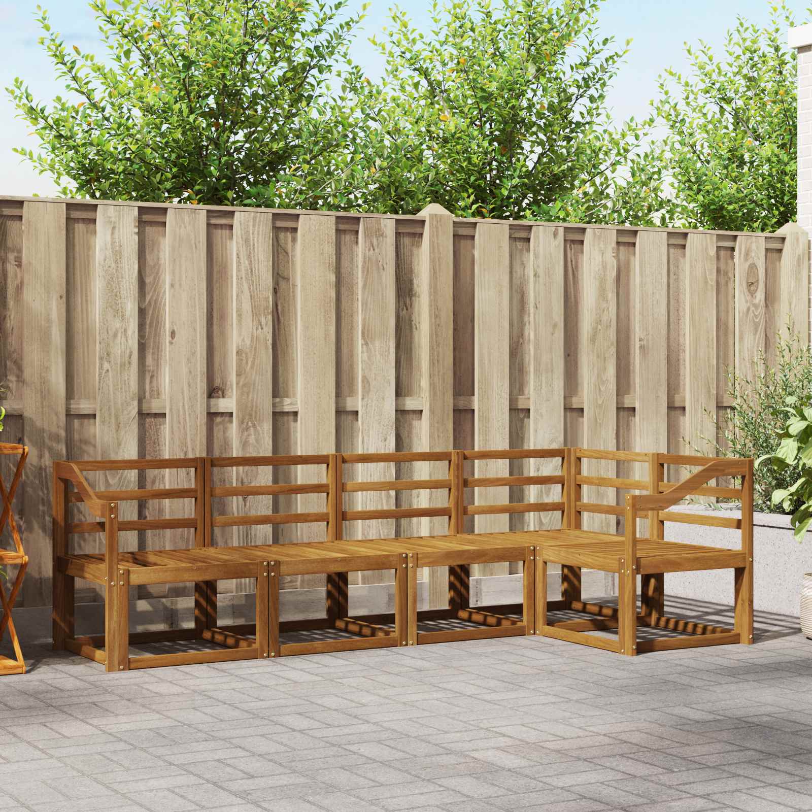 vidaXL Bankstel 5 pcs Naturel