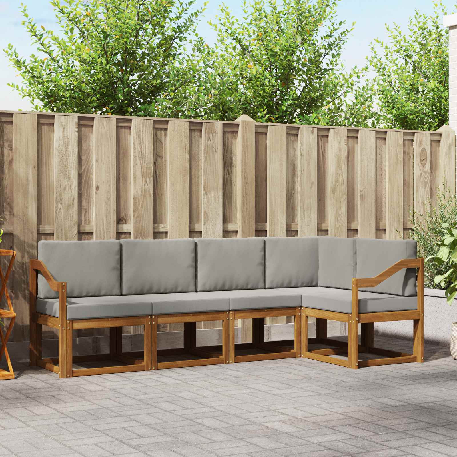 vidaXL Bankstel 5 pcs Naturel